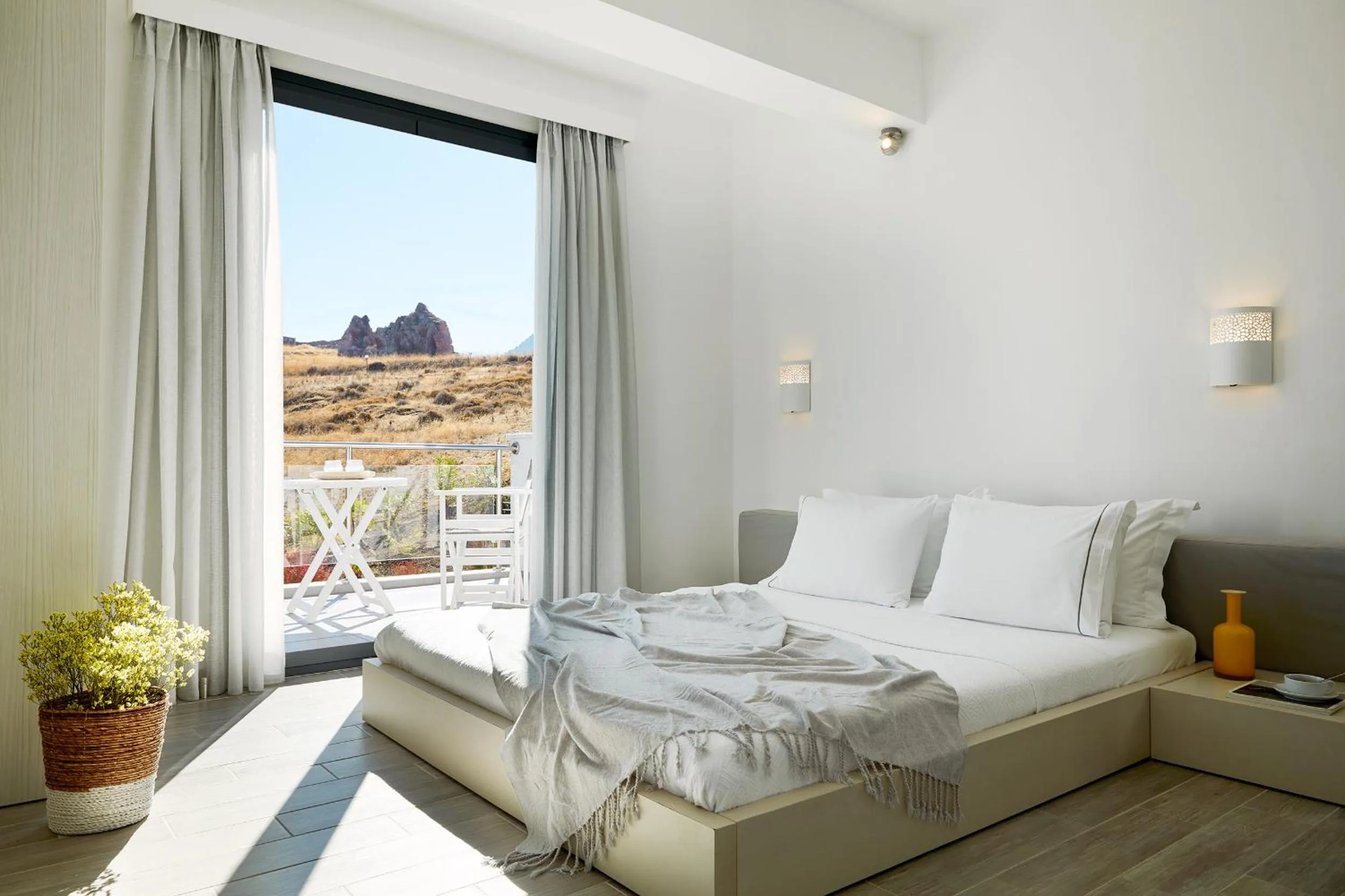 Bed in Eleia Seafront Rooms & Villas