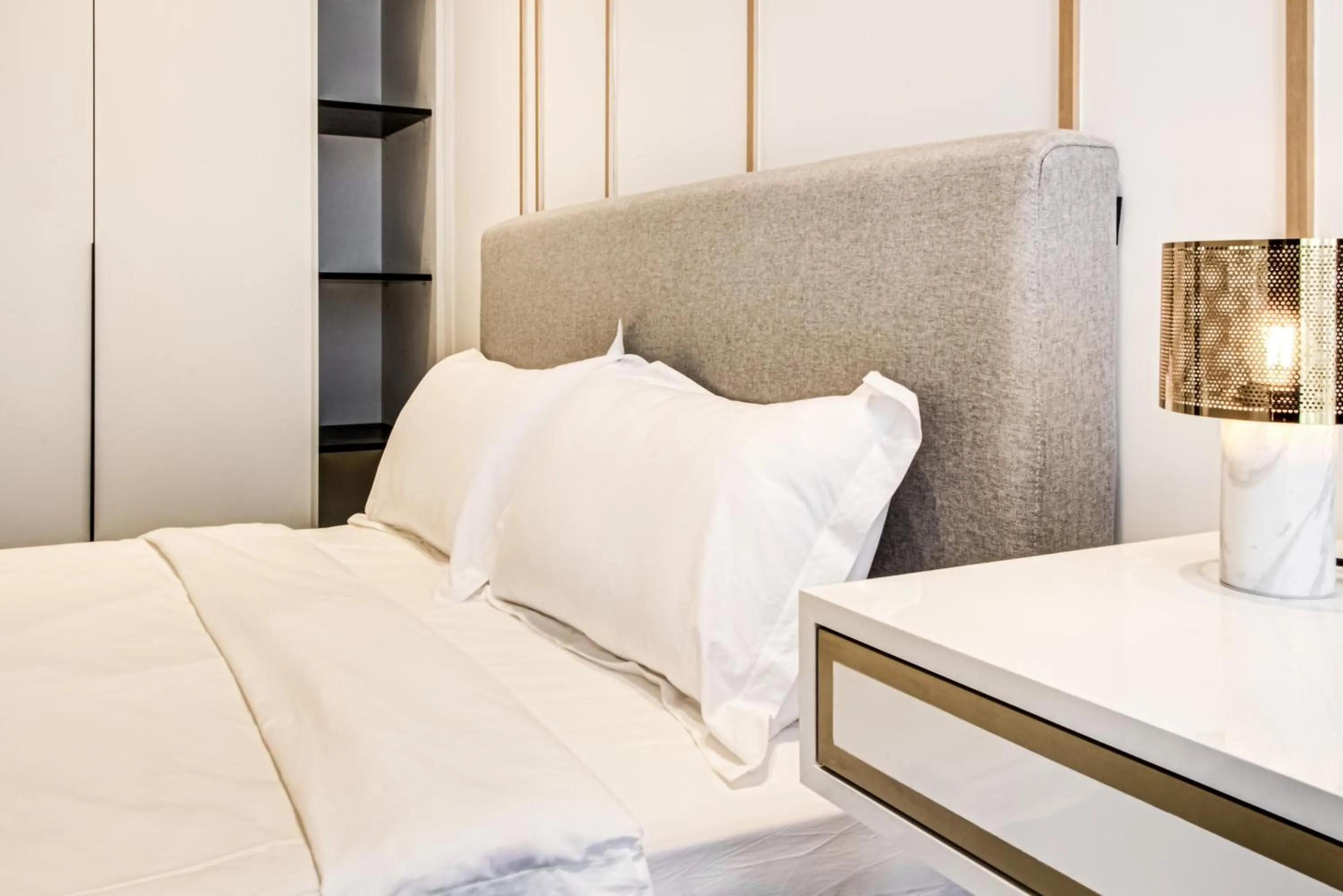 Bed in Axon Residence at Pavilion KLCC KL Tower view by KIMIRO