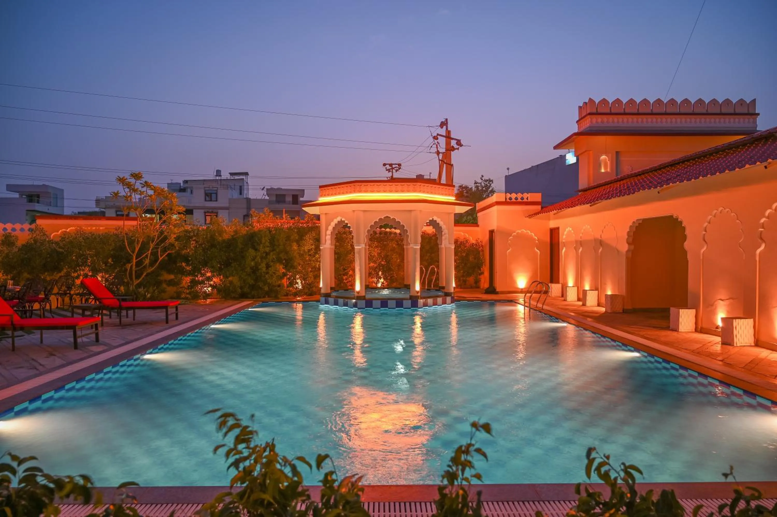 Swimming pool in Ranbanka Heritage Resort 1 km from Bhilwara Railway Station