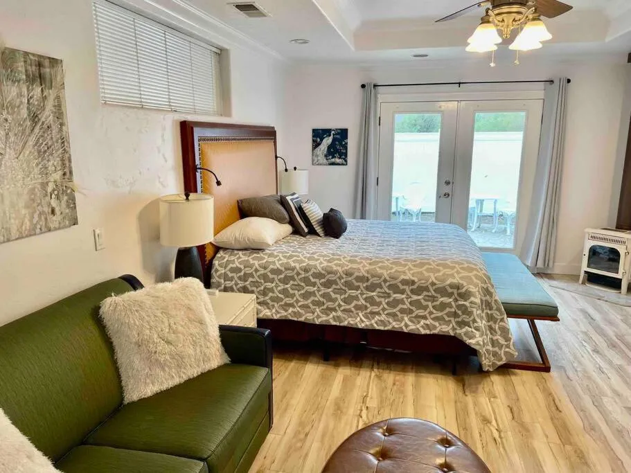 Bed in White Feather Suite Hot Tub Private Sleeps 2