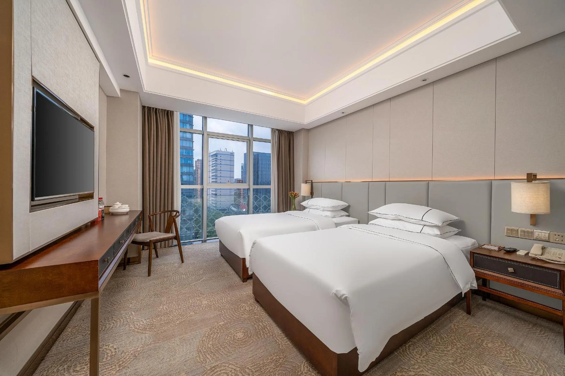 Bed in Echeng Hotel Guangzhou Zhujiang New Town