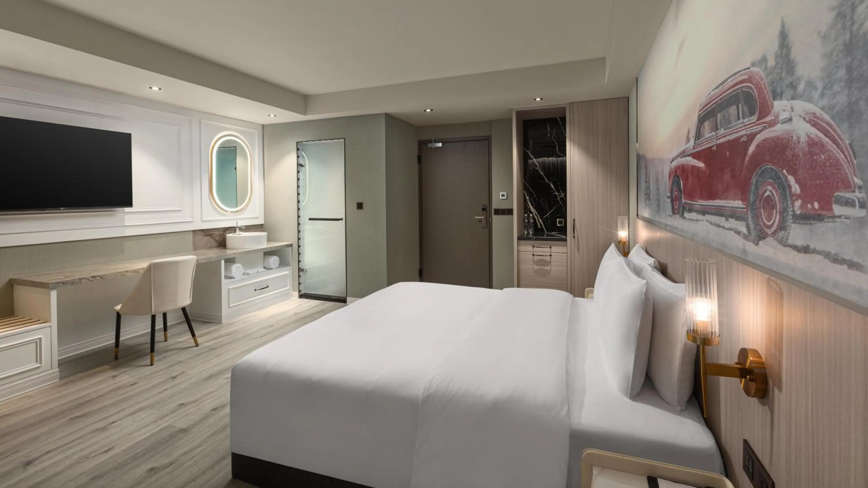 Photo of the whole room, Bed in TRYP by Wyndham New Taipei Linkou 新北林口爵怡溫德姆酒店機場捷運MRTA9林口站