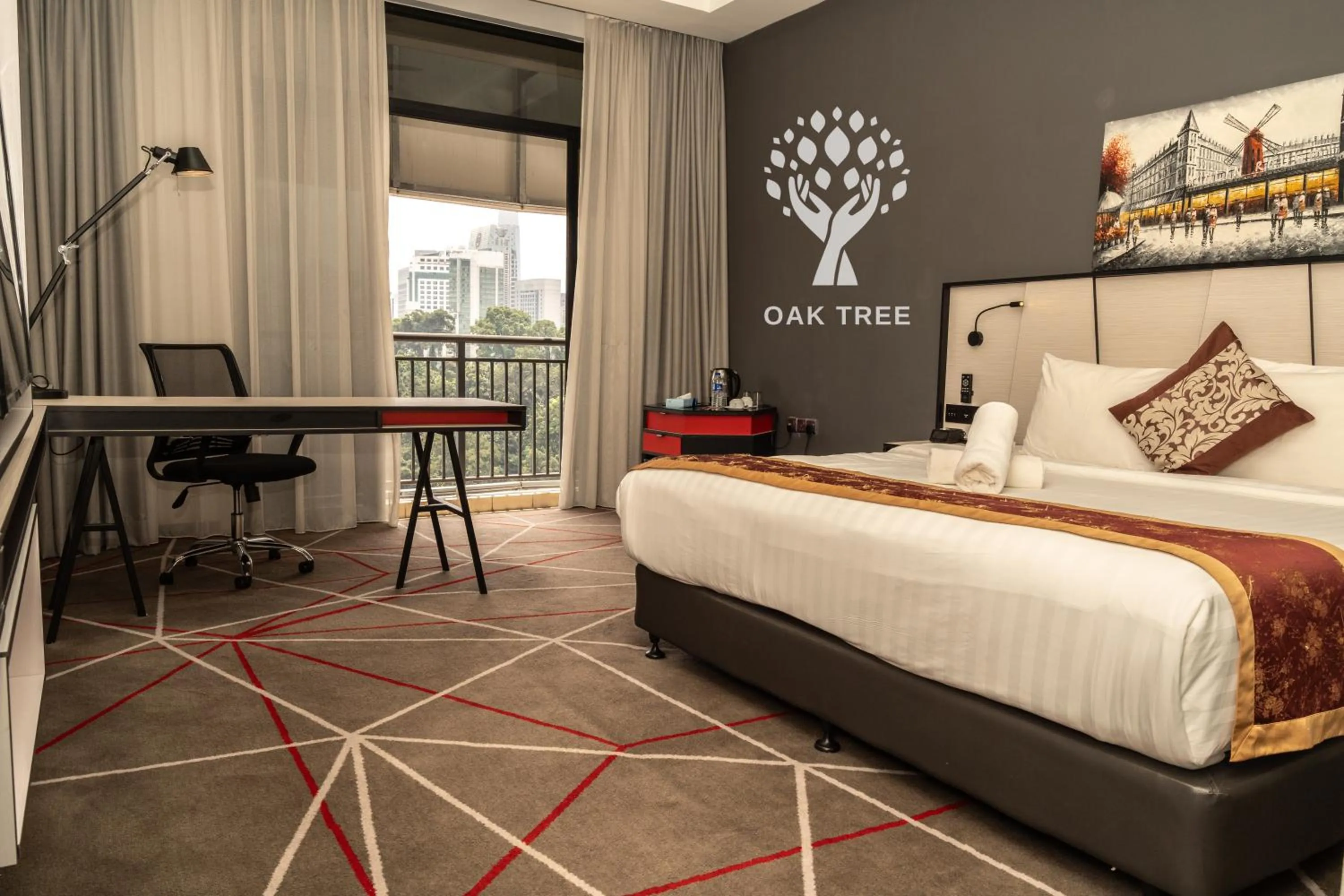 Bedroom, Bed in Red M101 by Oak Tree
