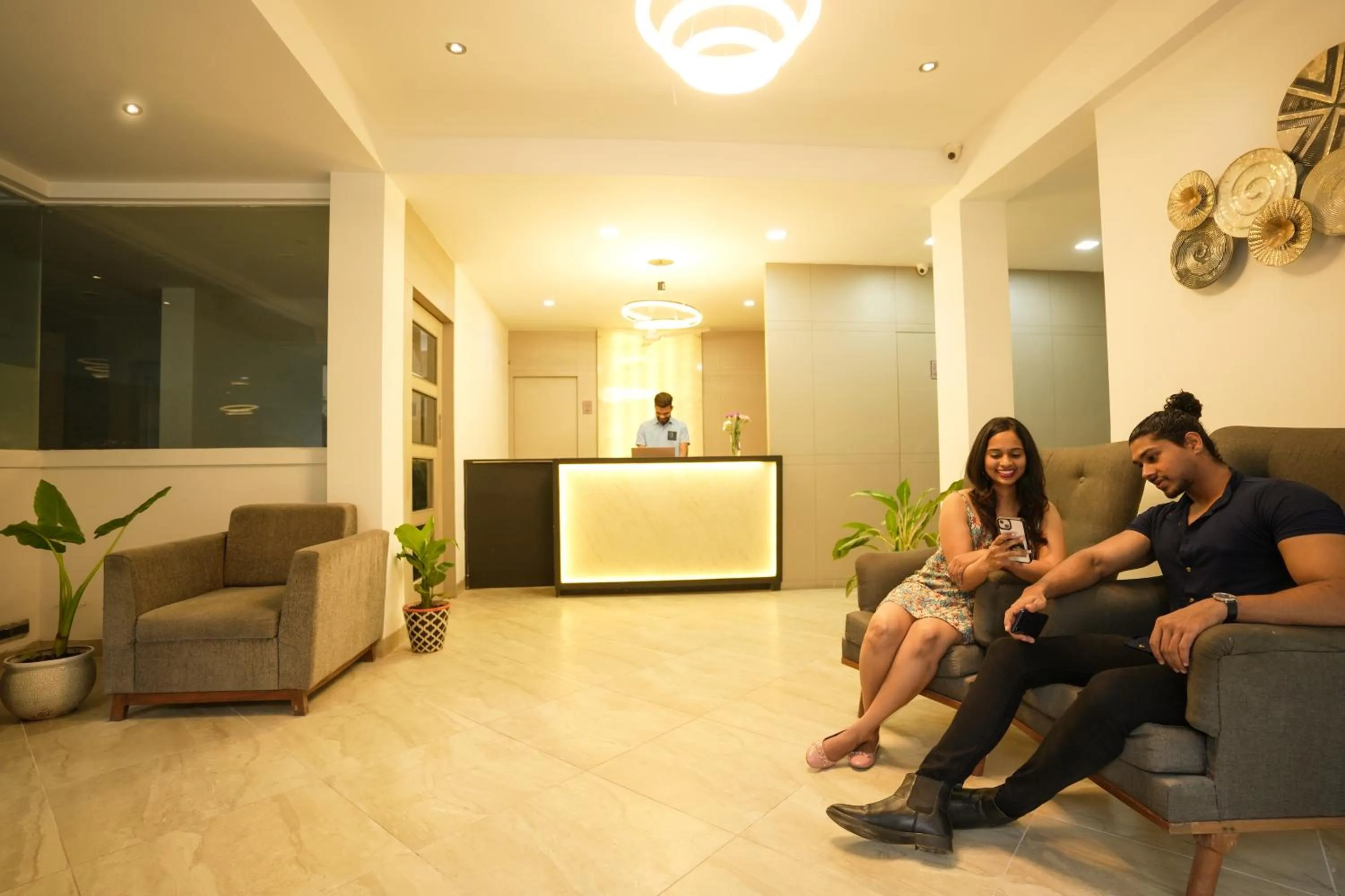 Seating area in Coastal Pearl Hotel Margao Railway Station