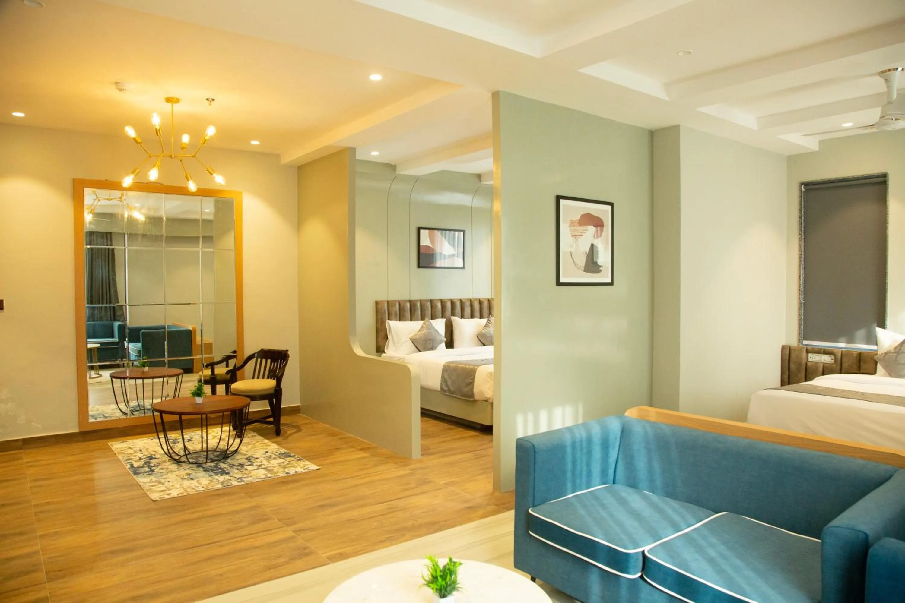 Seating area, Bed in Cosmos Westend City Centre