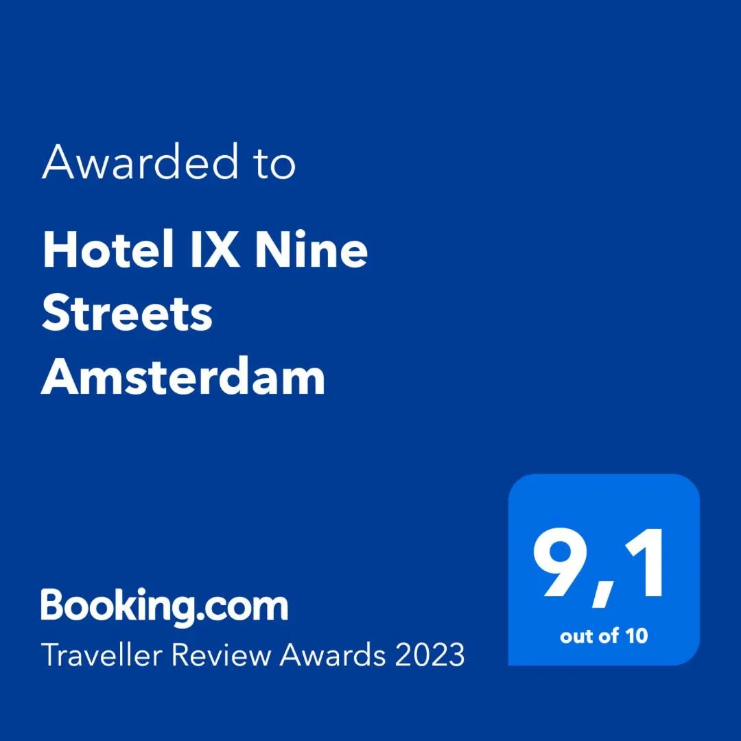 Certificate/Award in Hotel IX Nine Streets Amsterdam