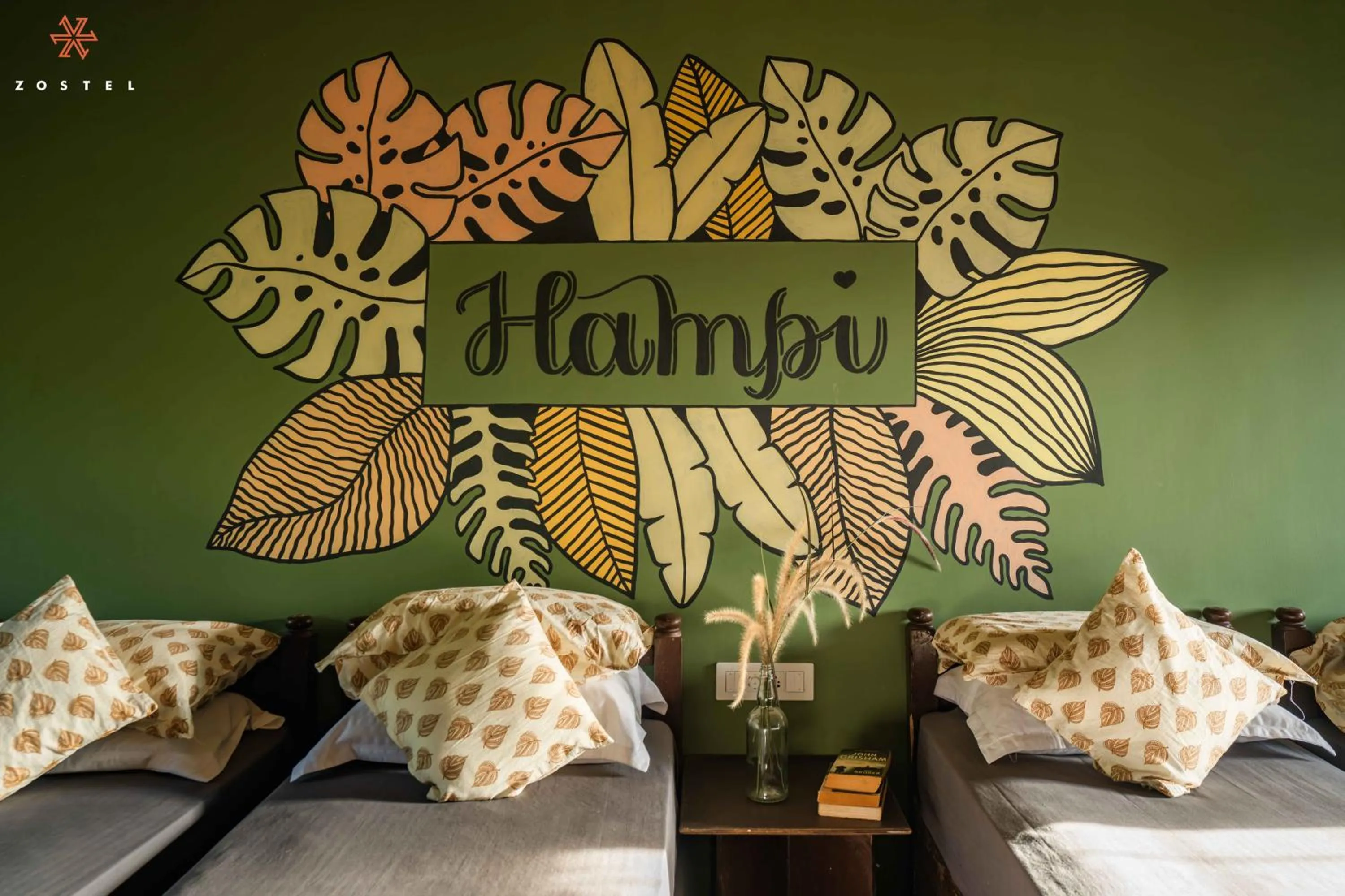 Bed in Zostel Hampi, Gangavathi