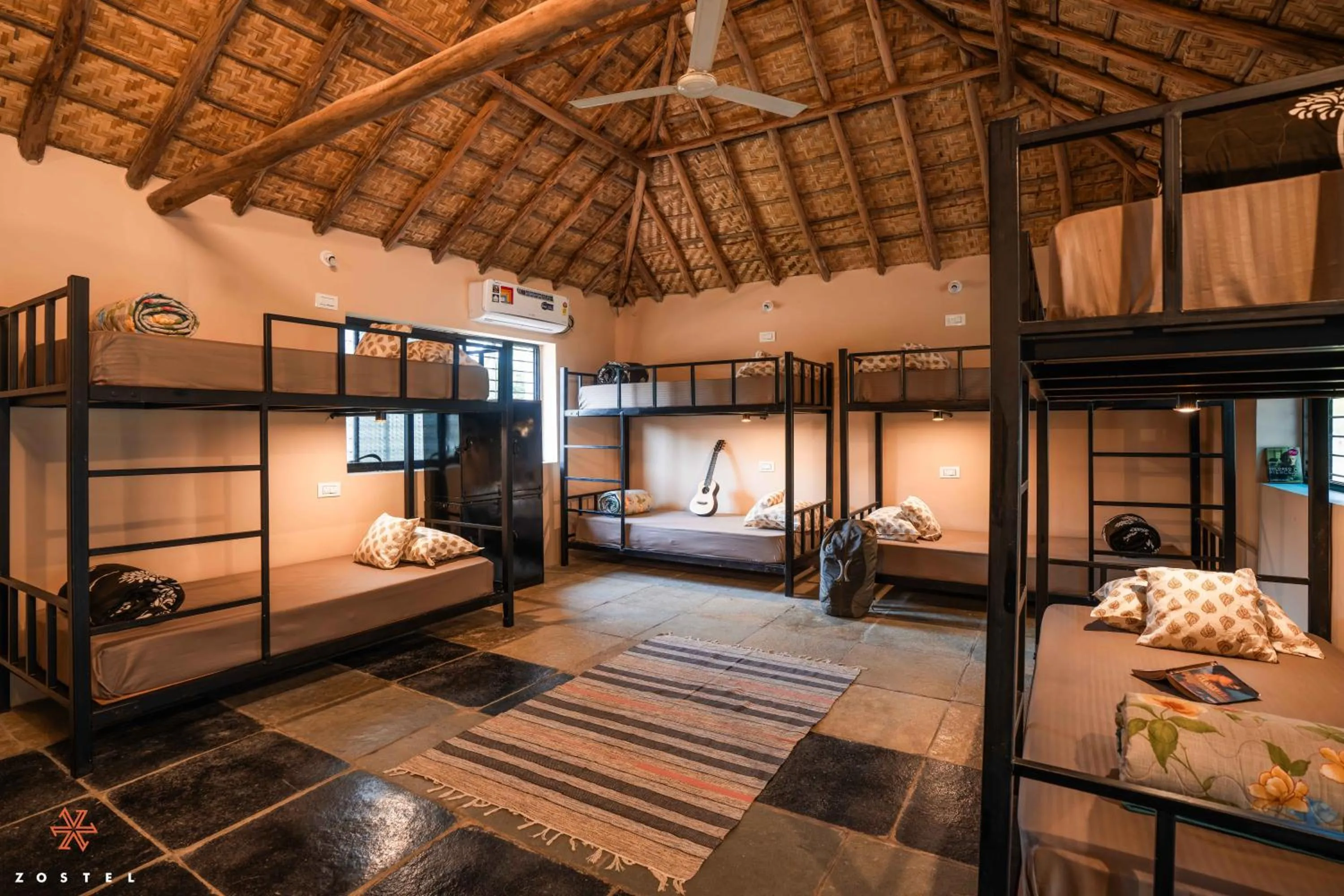 Bed in Zostel Hampi, Gangavathi