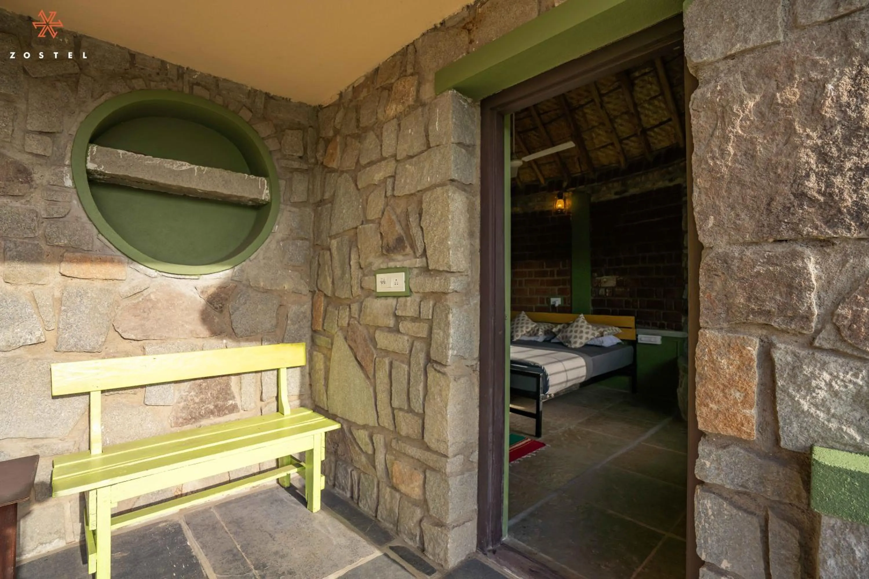 Patio in Zostel Hampi, Gangavathi