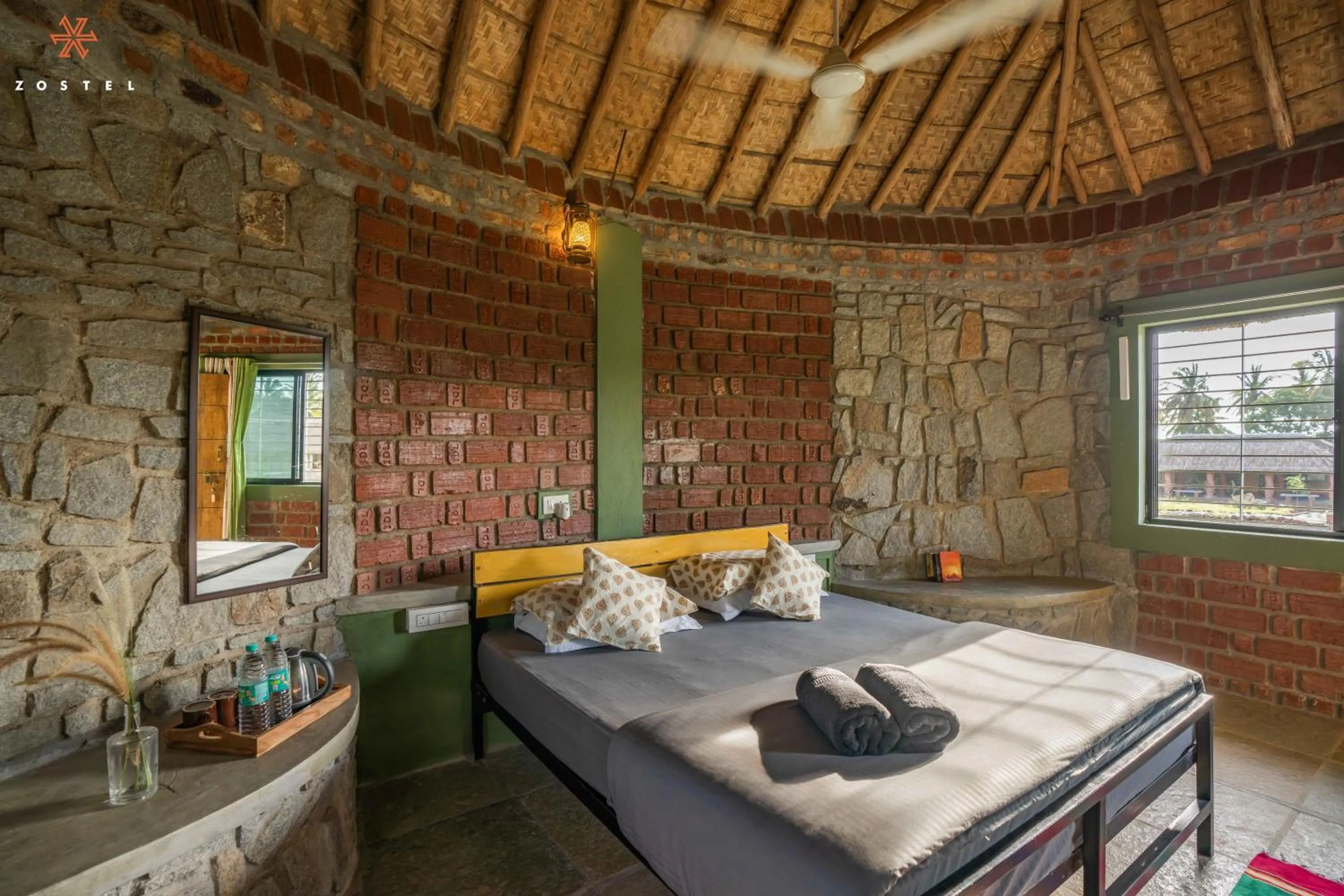 Bed in Zostel Hampi, Gangavathi