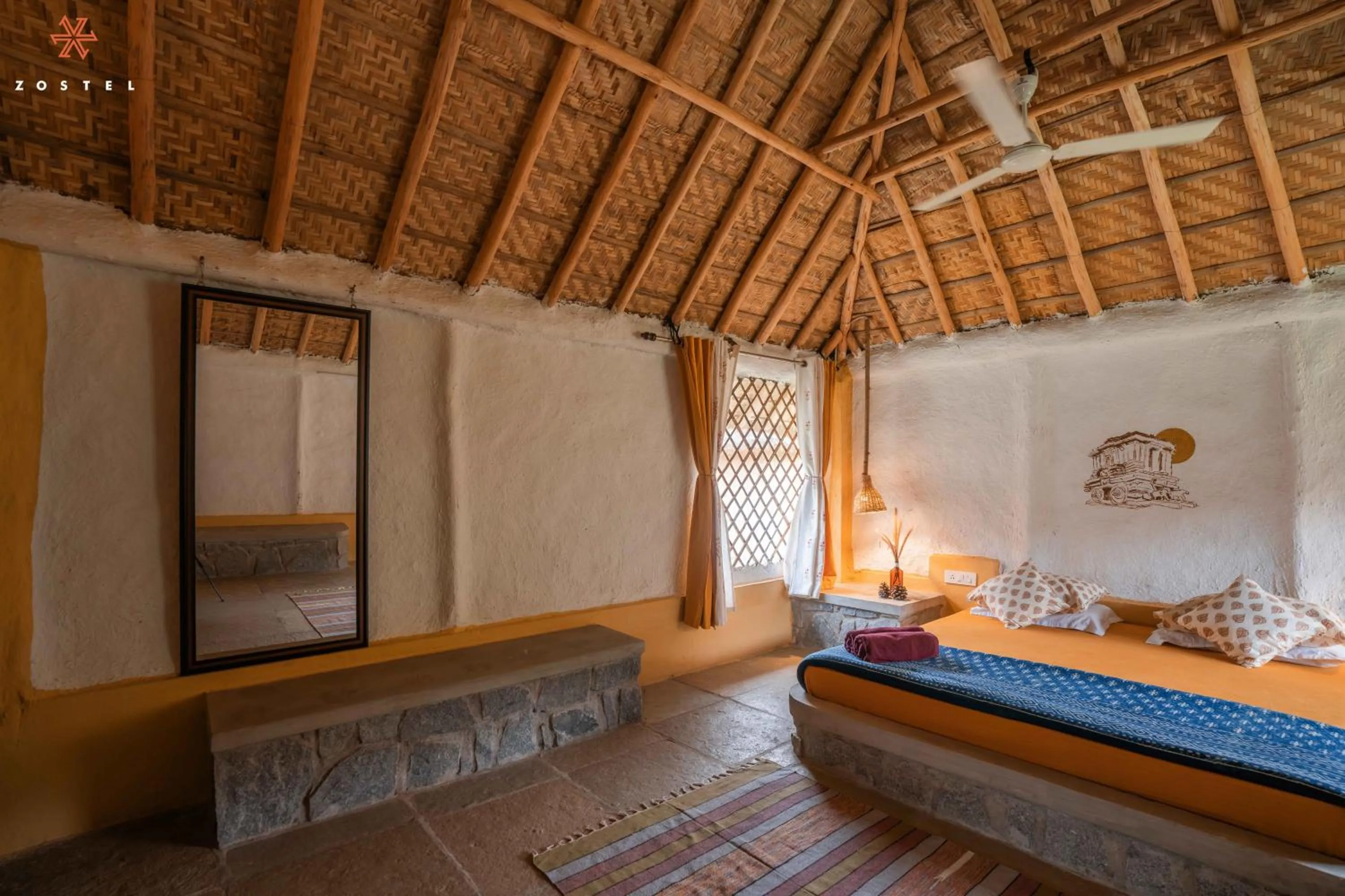 Bed in Zostel Hampi, Gangavathi