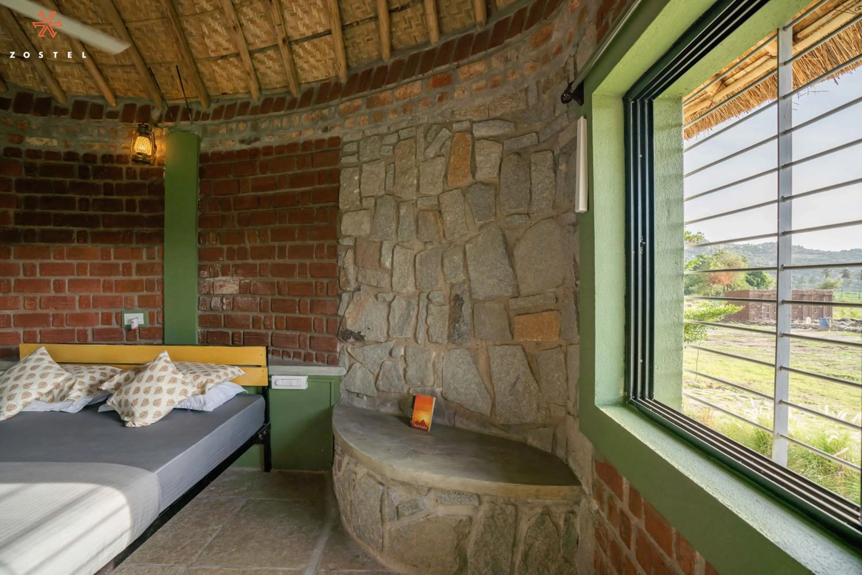 Bed in Zostel Hampi, Gangavathi