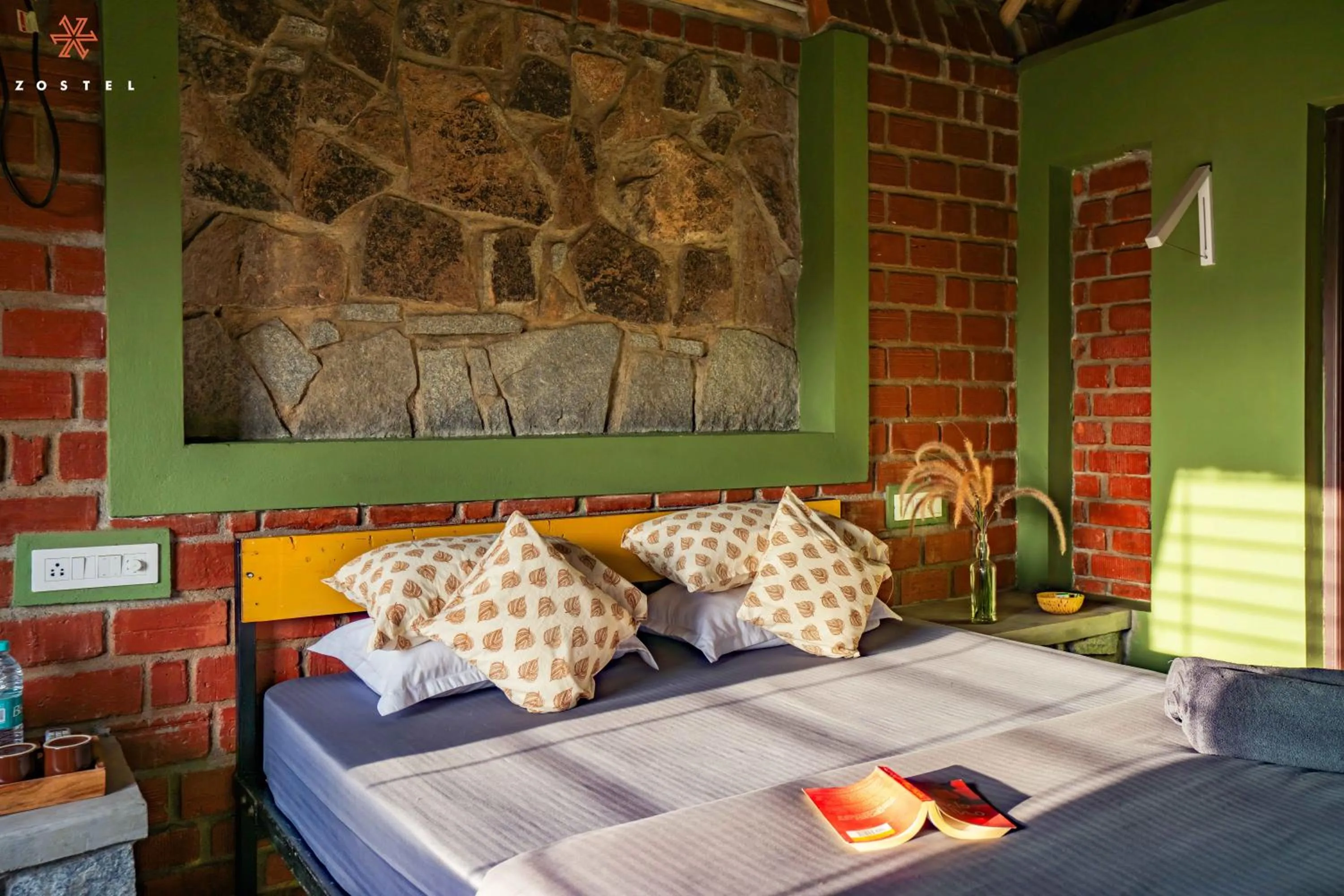 Bed in Zostel Hampi, Gangavathi