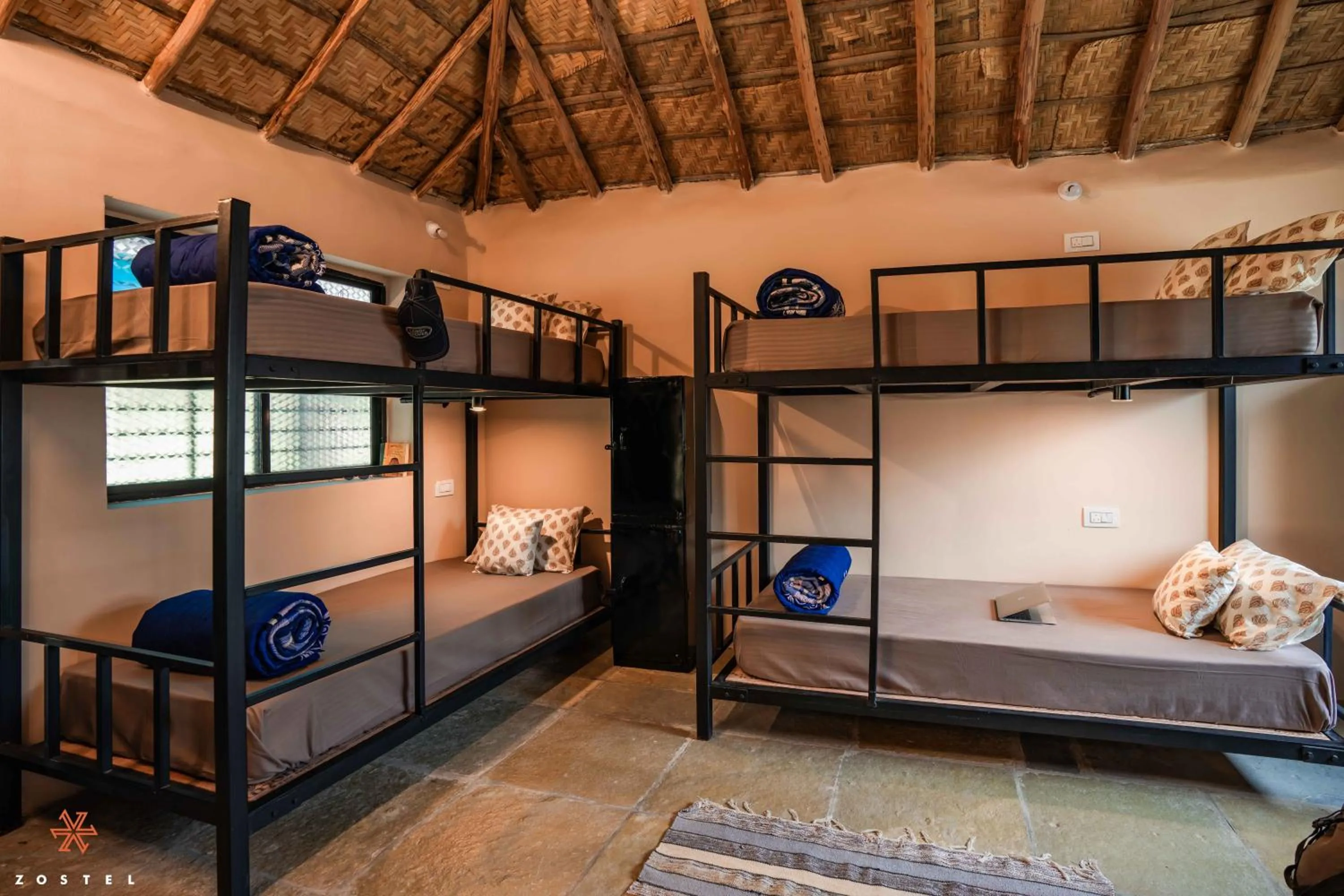 Bed in Zostel Hampi, Gangavathi