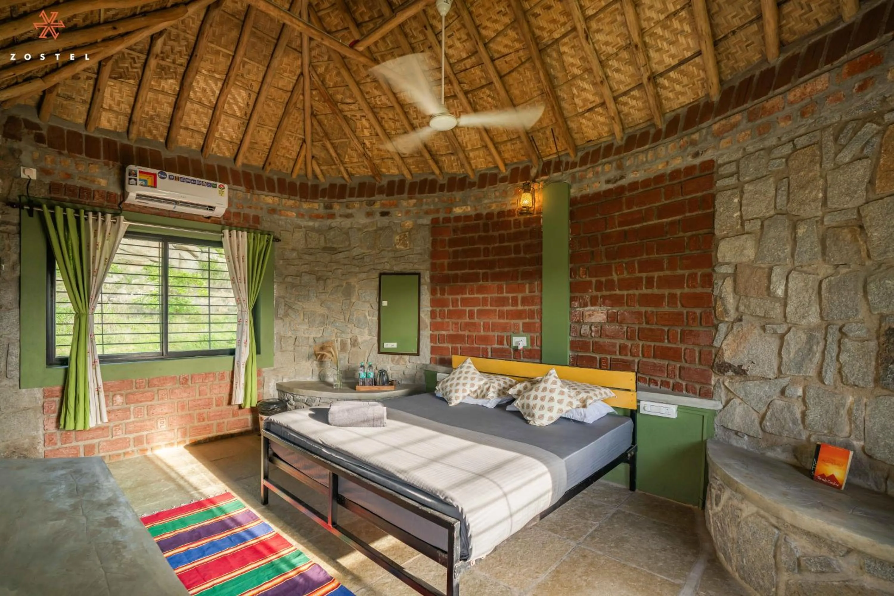 Bed in Zostel Hampi, Gangavathi