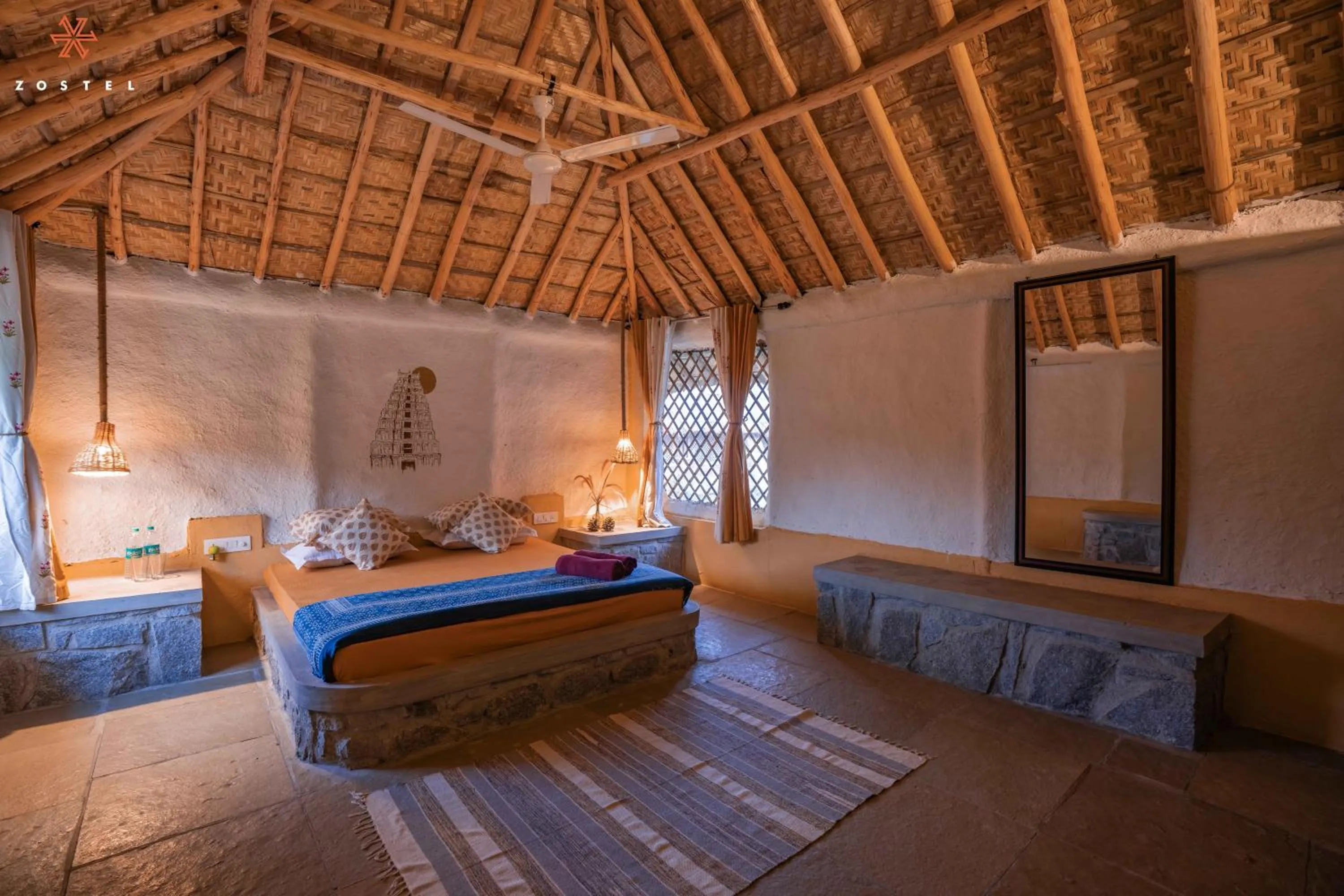 Bed in Zostel Hampi, Gangavathi