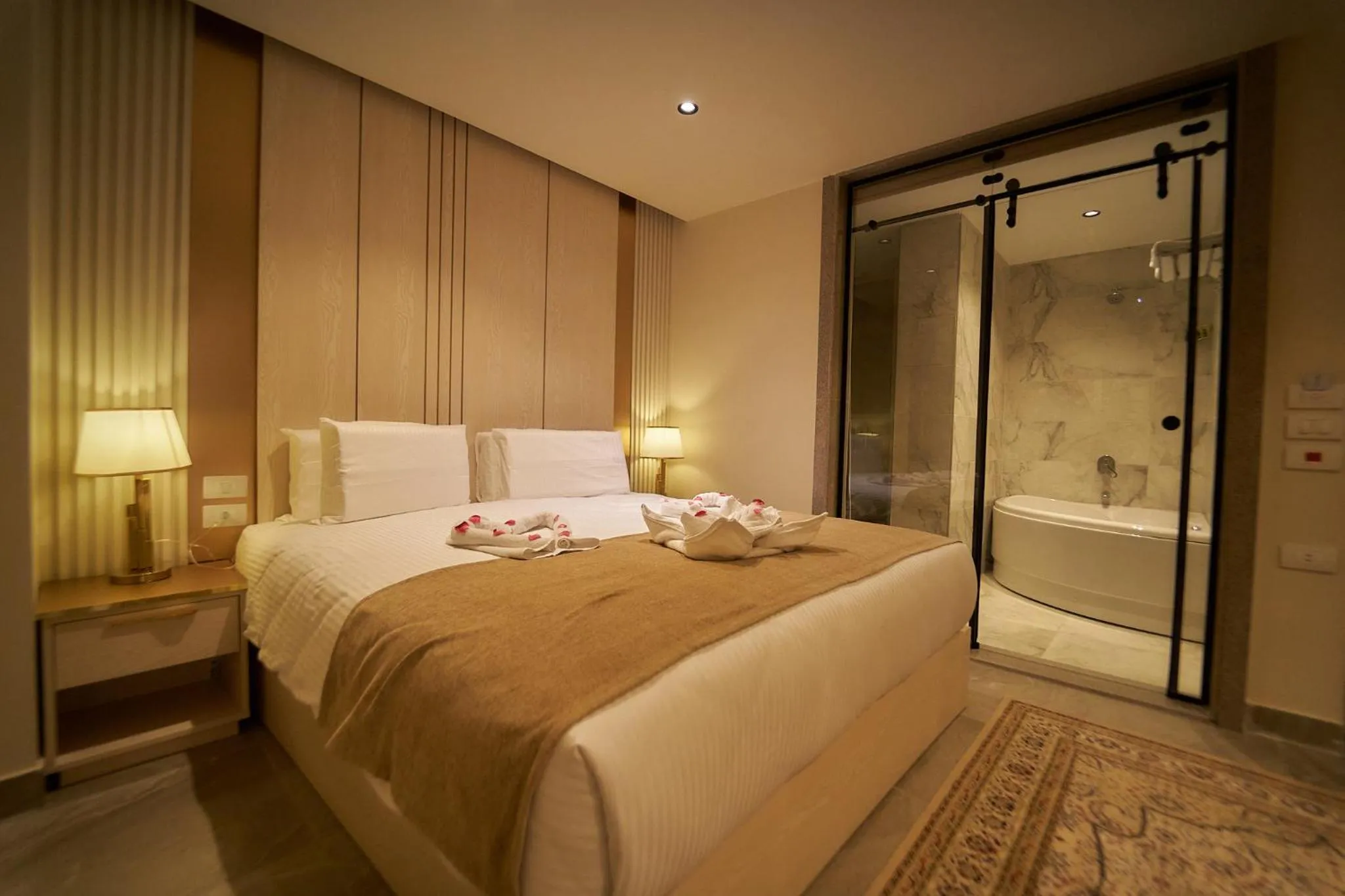 Bed in Gold's Pyramids Hotel