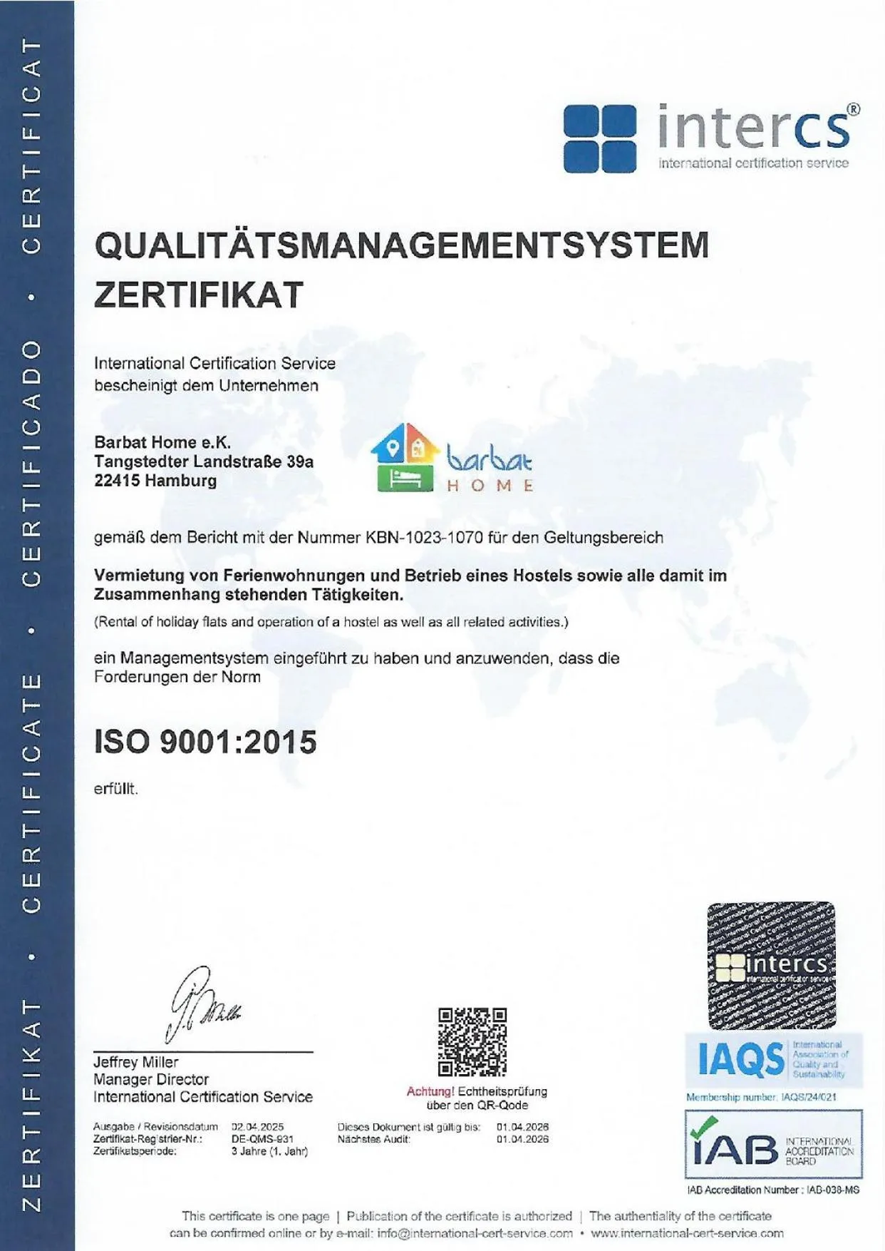 Logo/Certificate/Sign in Ferienwohnung im Hamburger Straße-4