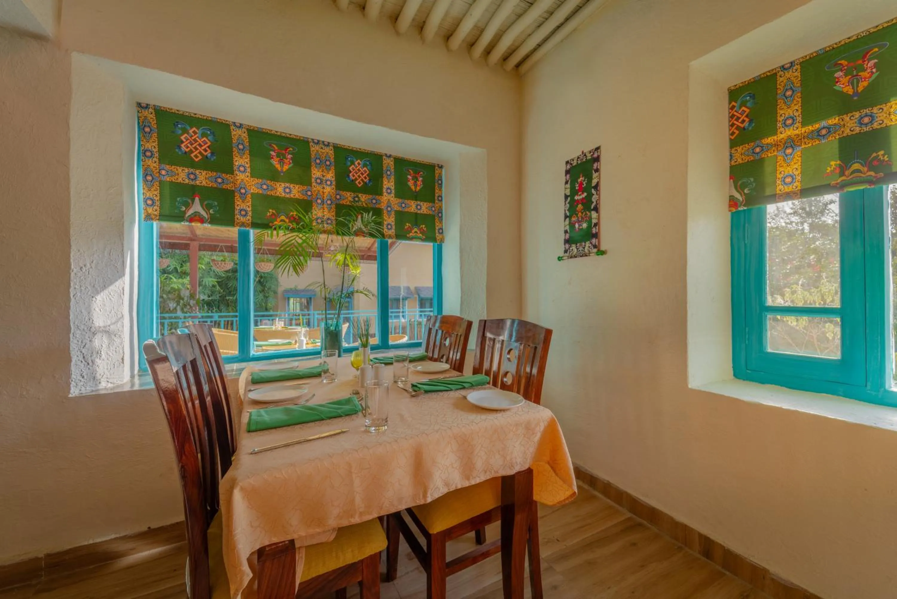 Dining area in Tree of Life Birdsong Chalets , Dharamshala