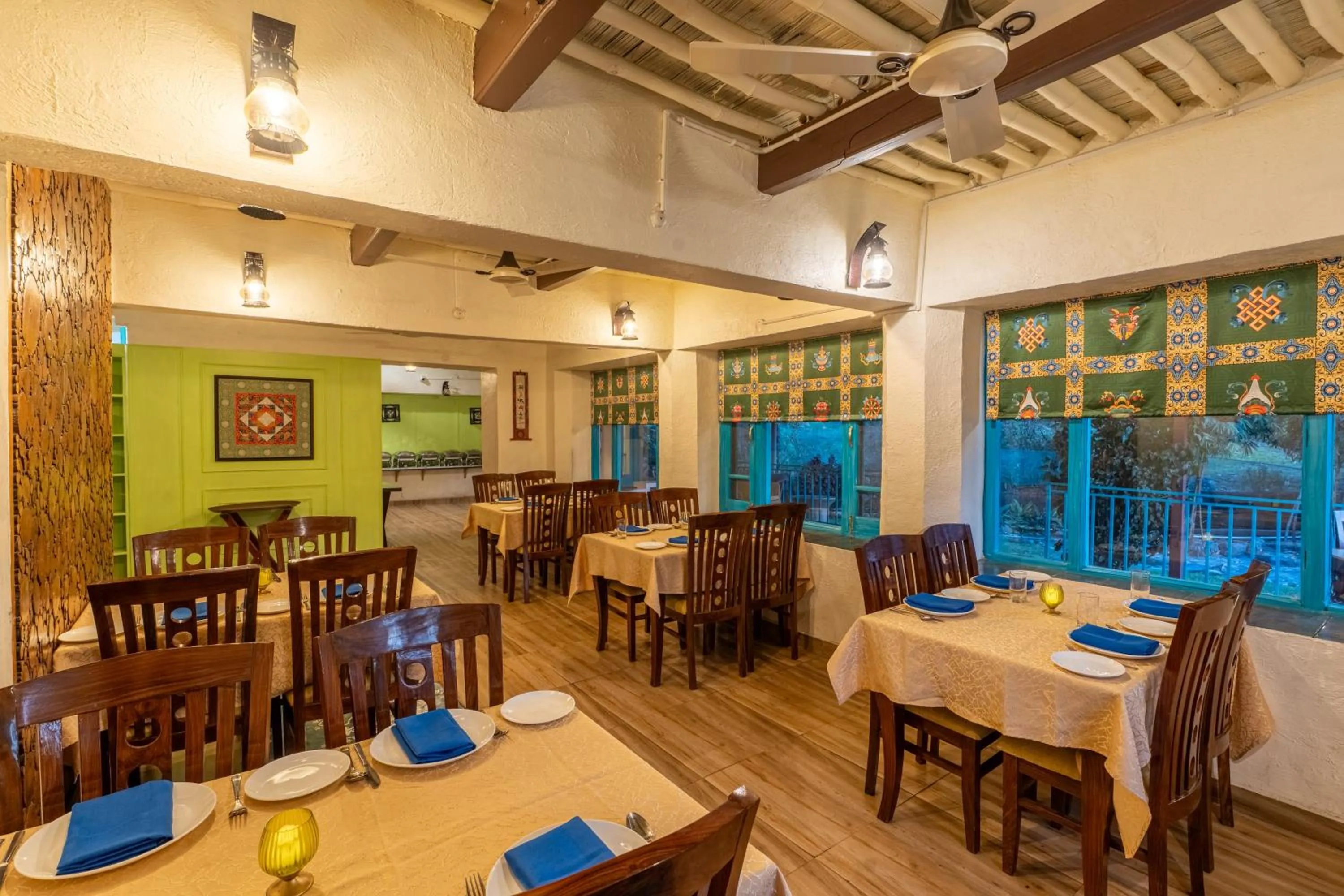 Dining area in Tree of Life Birdsong Chalets , Dharamshala