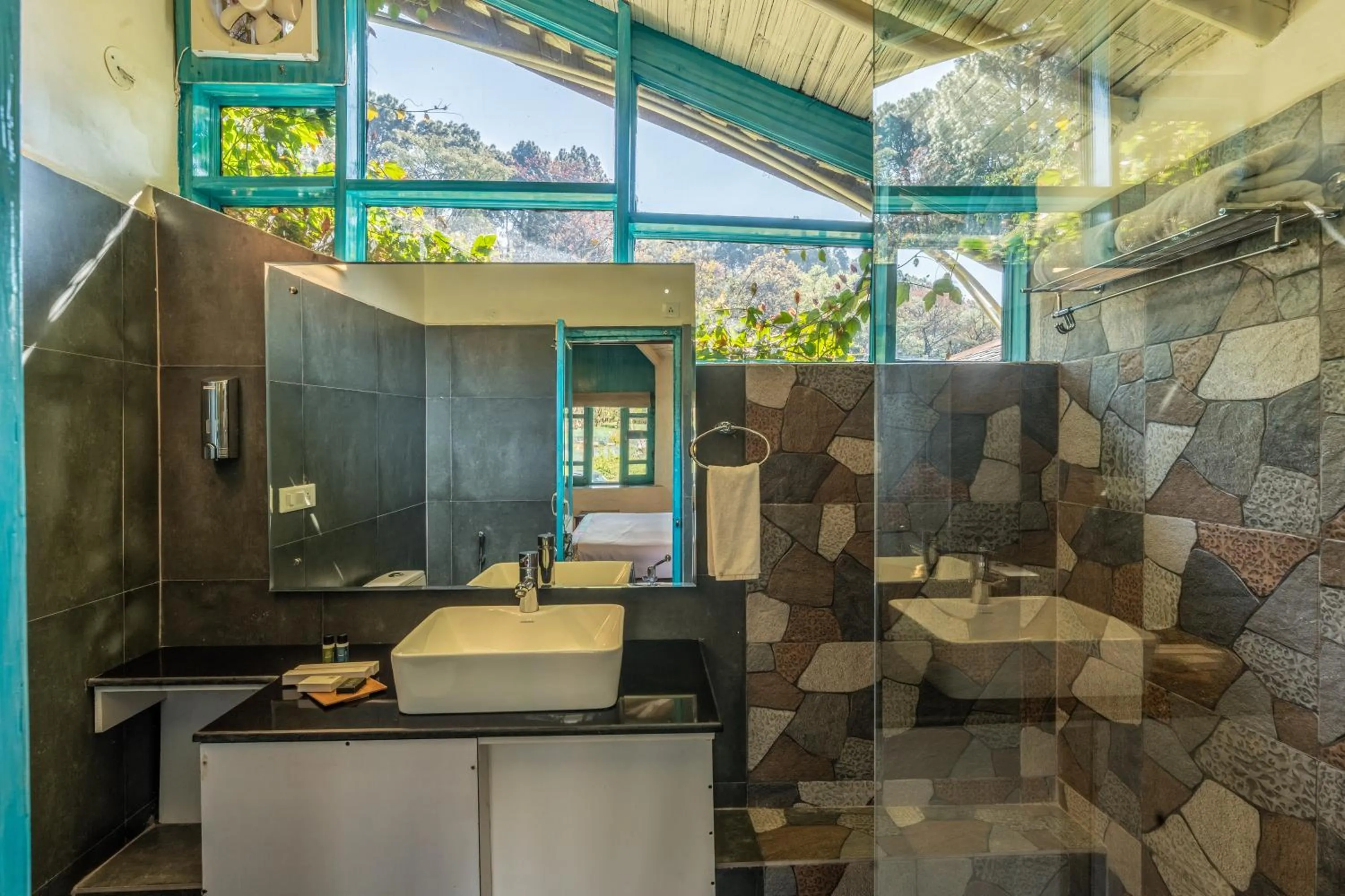 Bathroom in Tree of Life Birdsong Chalets , Dharamshala