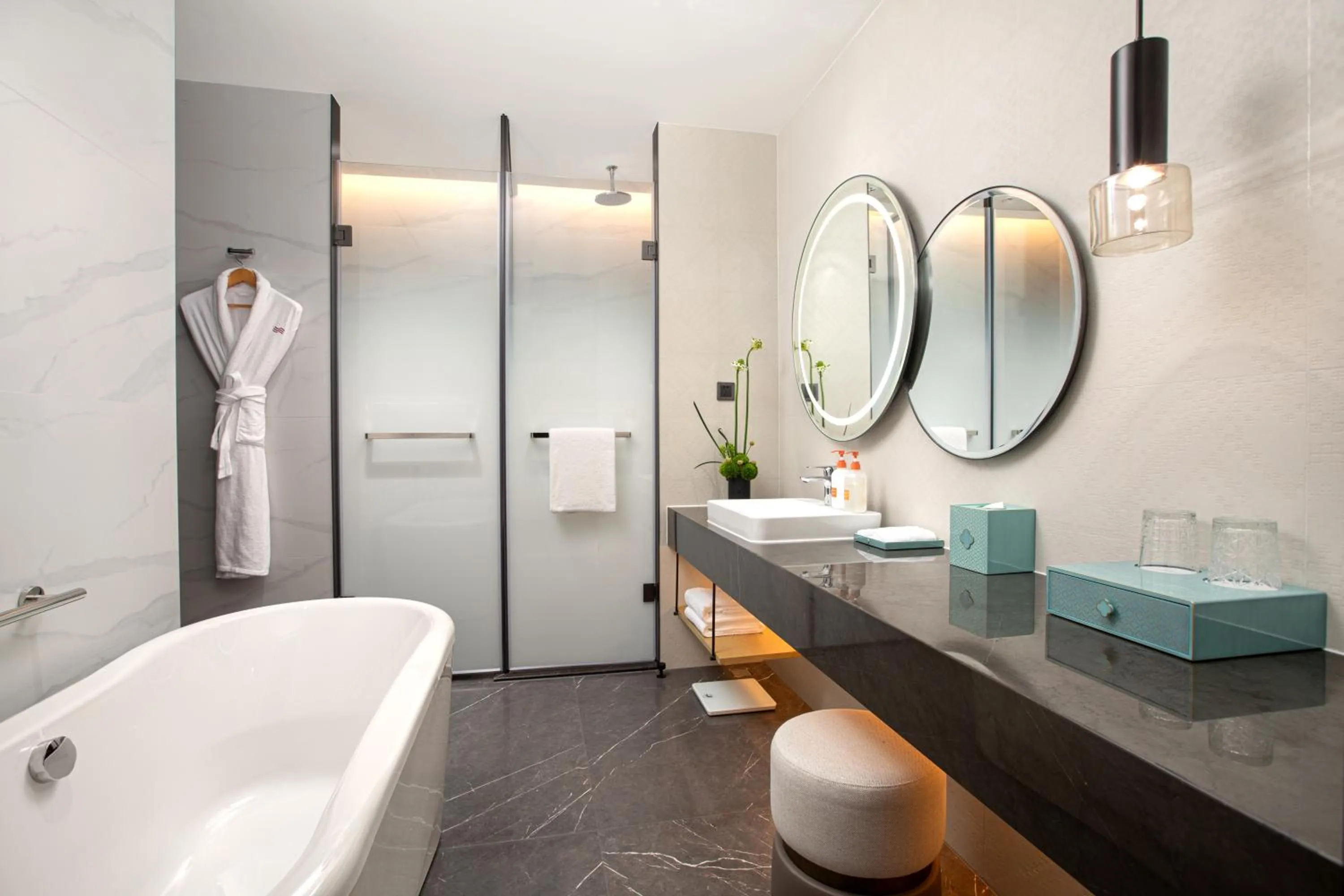 Bathroom in Crowne Plaza Jiangmen Binjiang by IHG