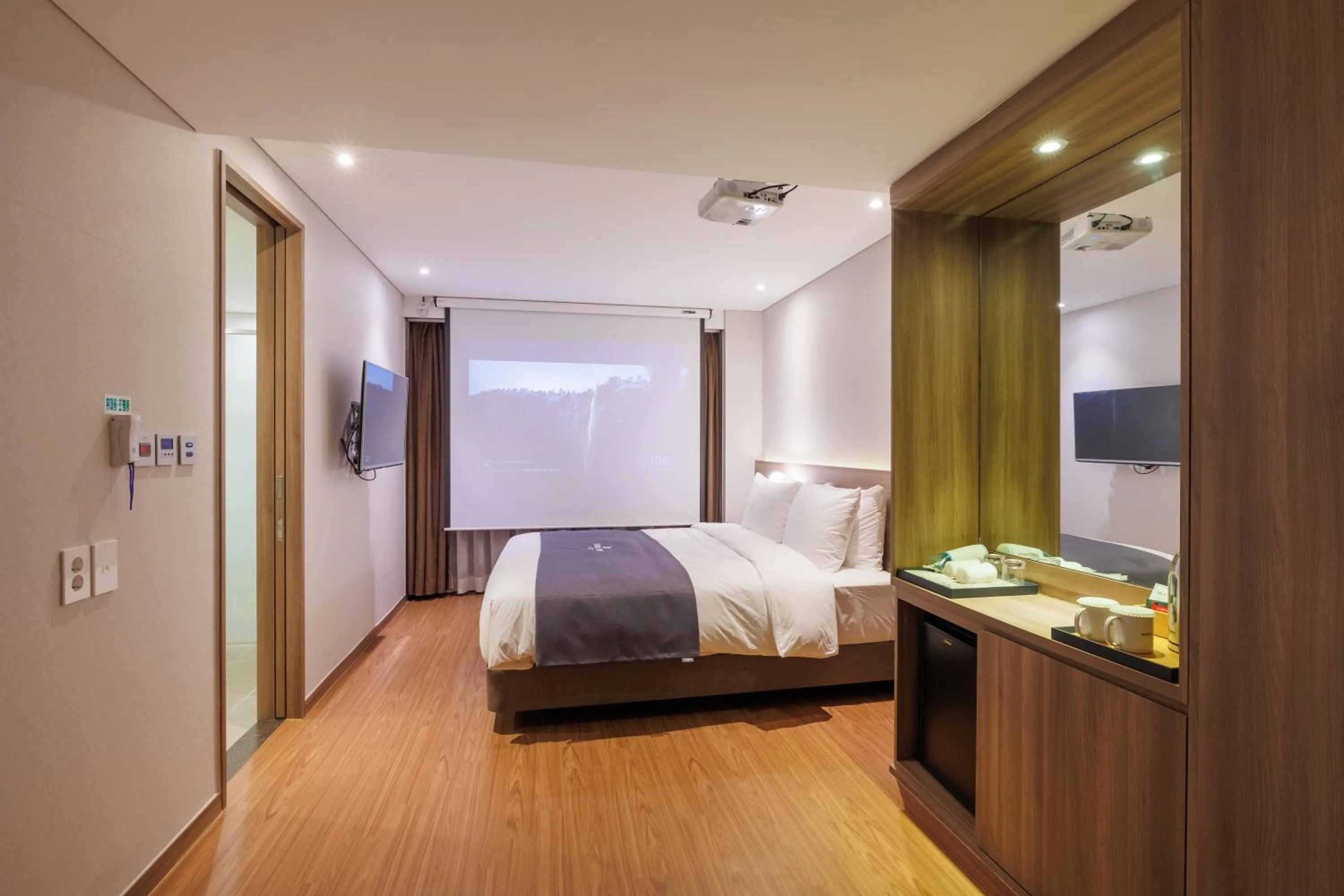 Bed in Hotel Fine Jeju