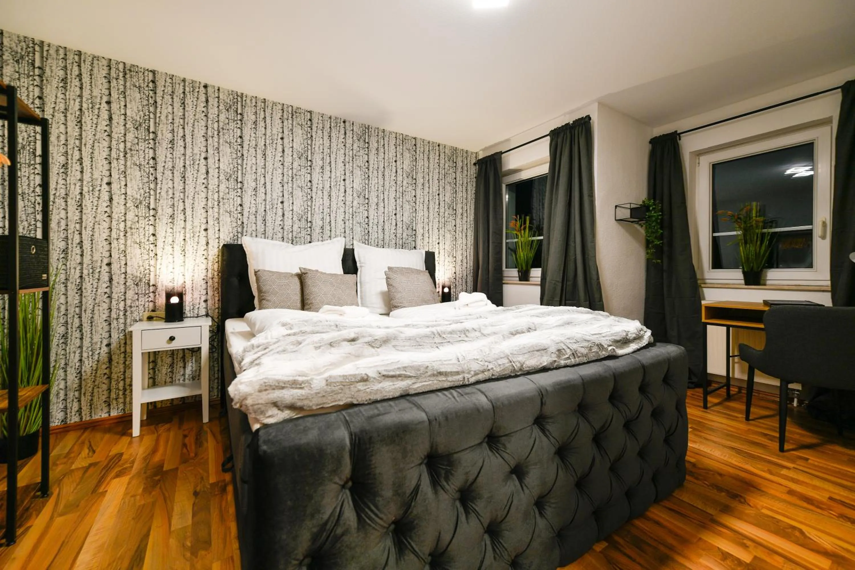 Bed in Exklusives-City-Apartment mit gratis Tiefgarage, Balkon, Waschtrockner, Netflix