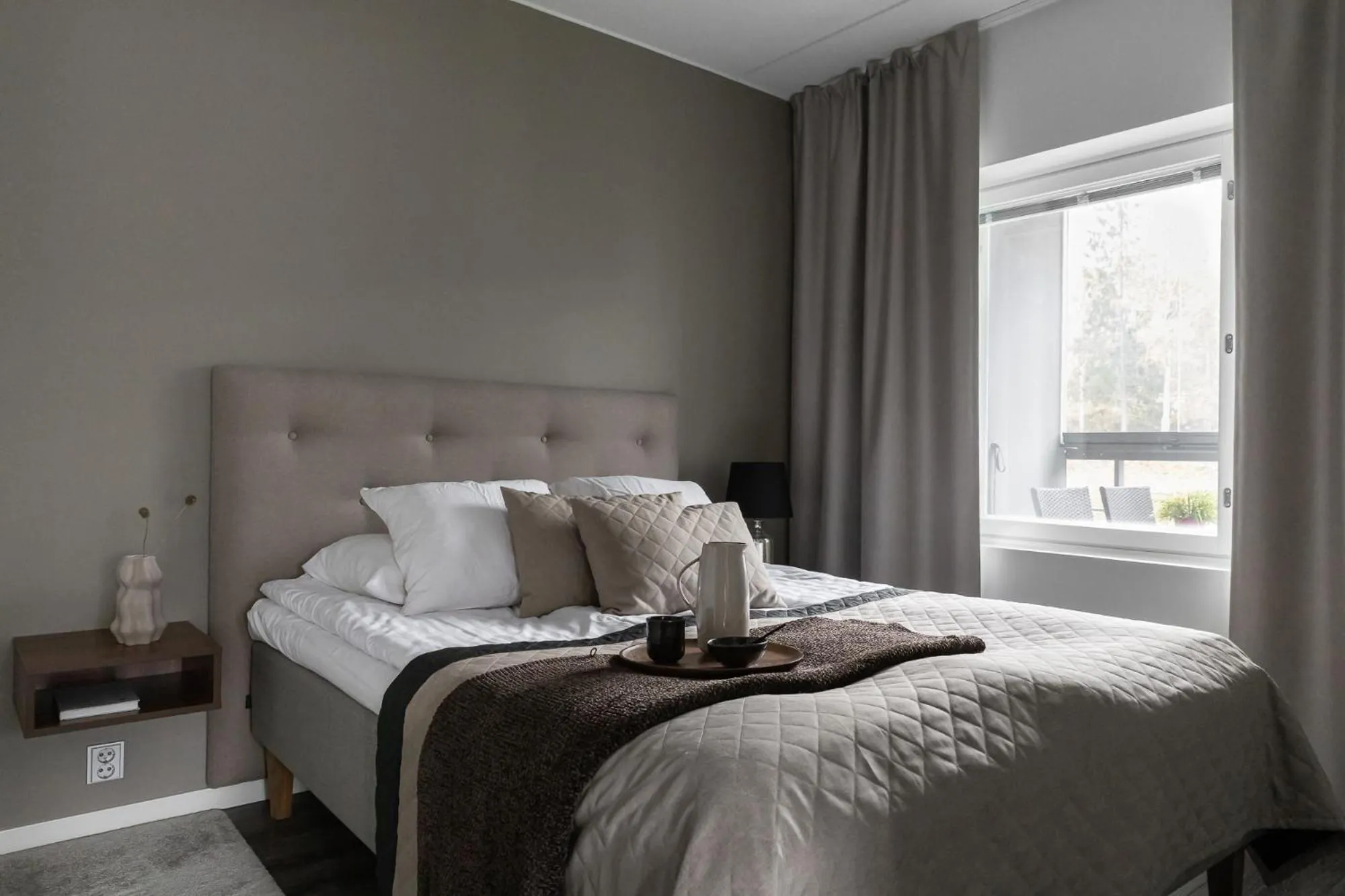 Bed in Aateli Lakeside Chalets - former Vuokatti Suites