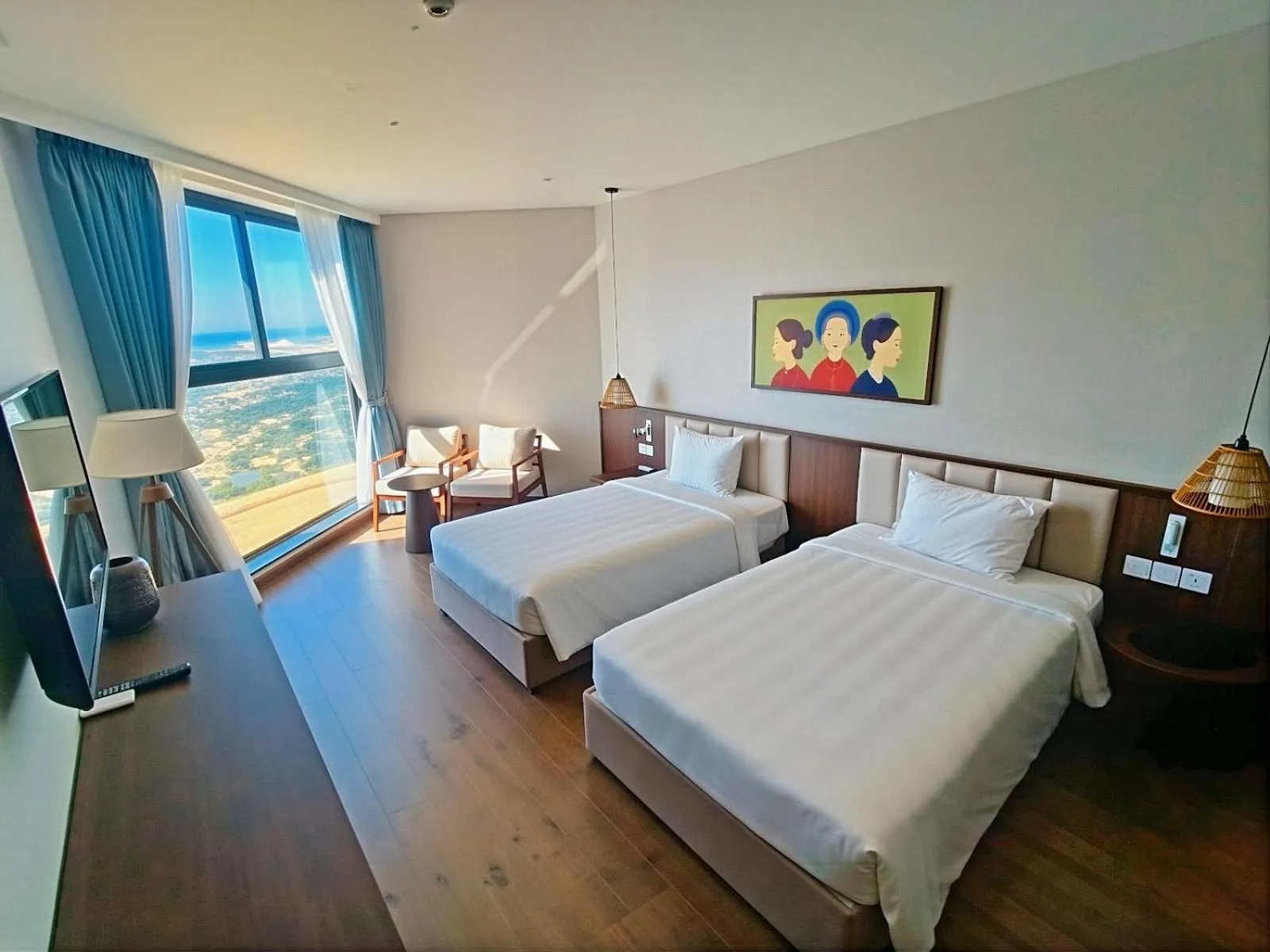 Communal lounge/ TV room, Bed in Apec Luxe Escape Sunset Resort