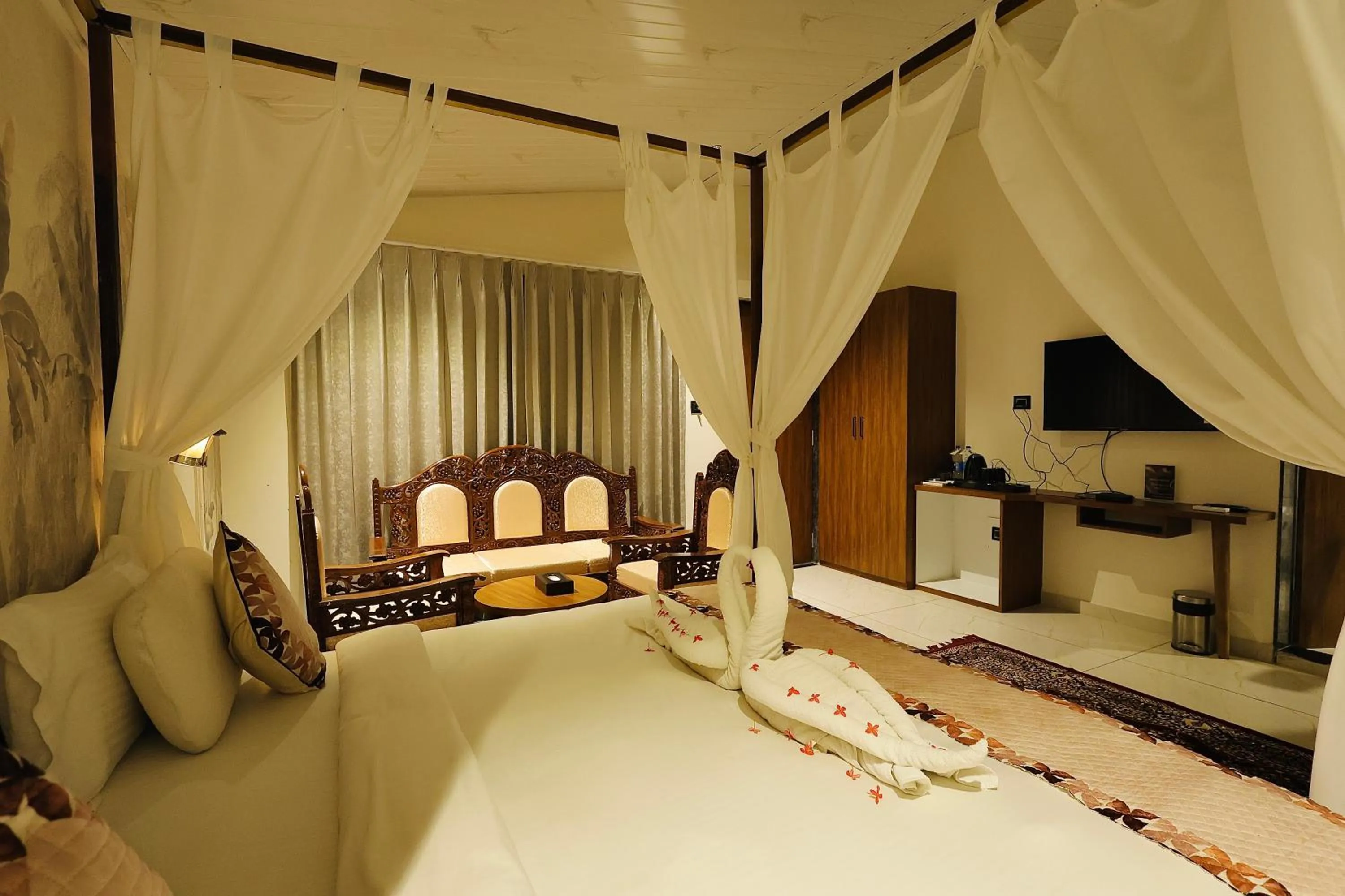 View (from property/room), Bed in RiverView Tent Resort