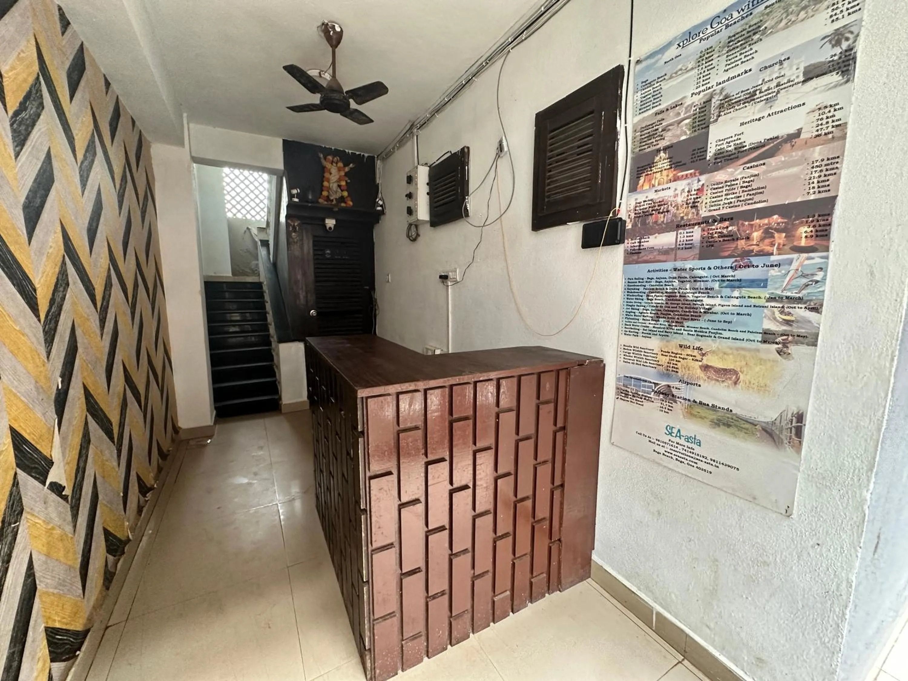 Text overlay in Hotel Salty Waves Baga