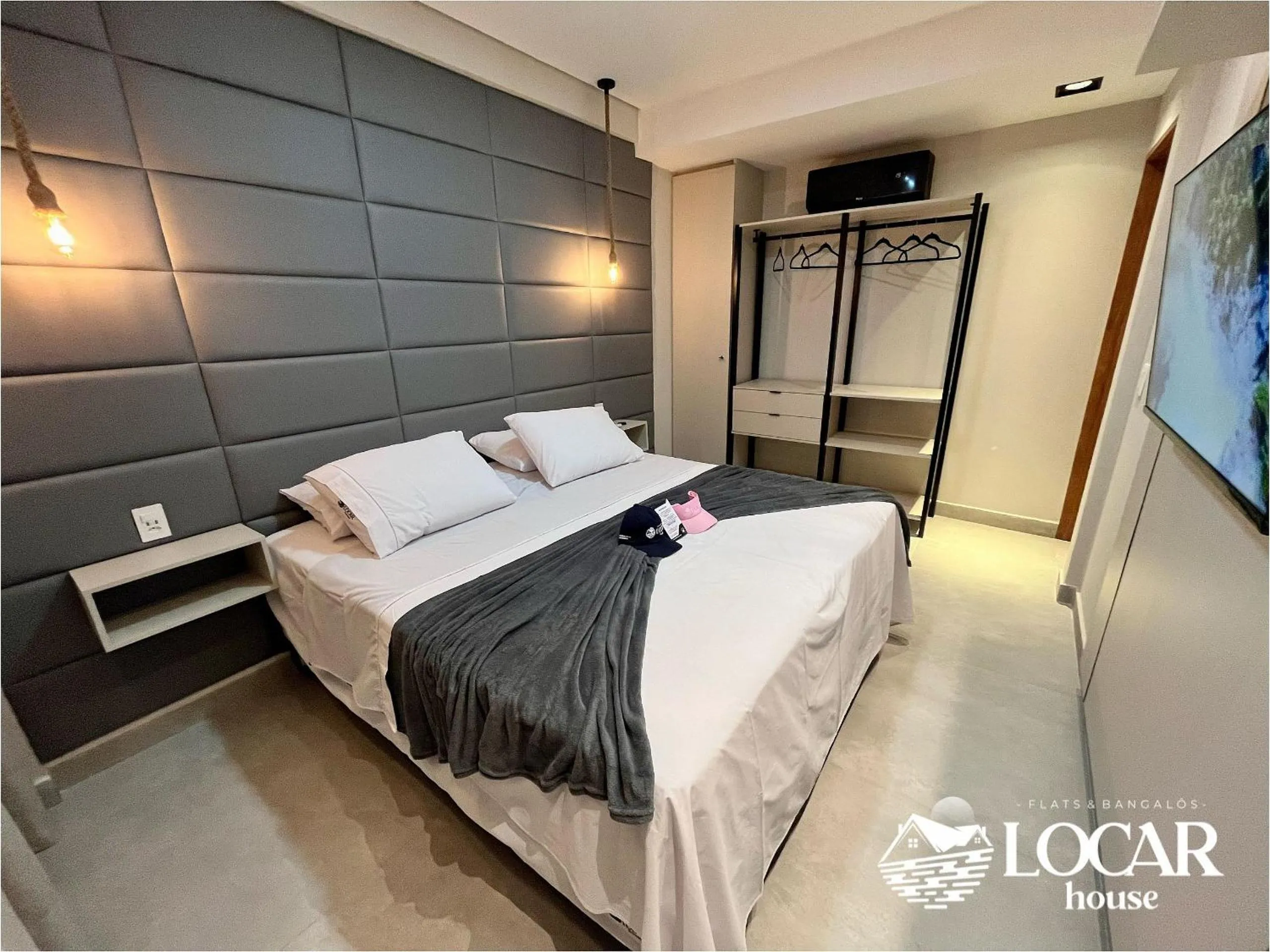 Bedroom, Bed in Flat Luxo com piscina privativa Resort île de Pipa Locar House