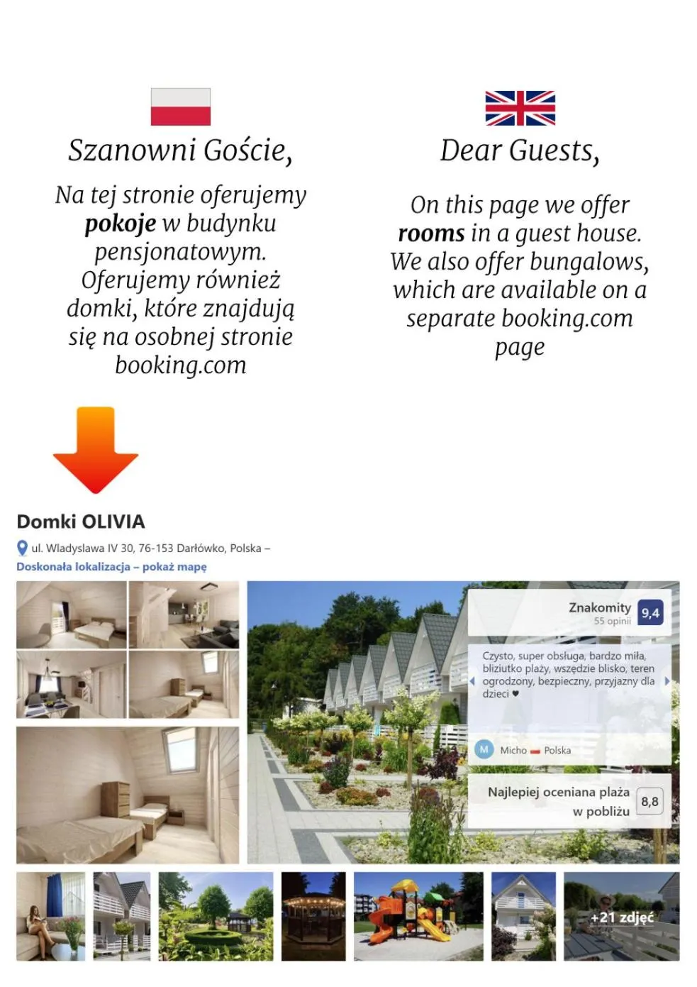 Text overlay in Dom Wypoczynkowy Olivia