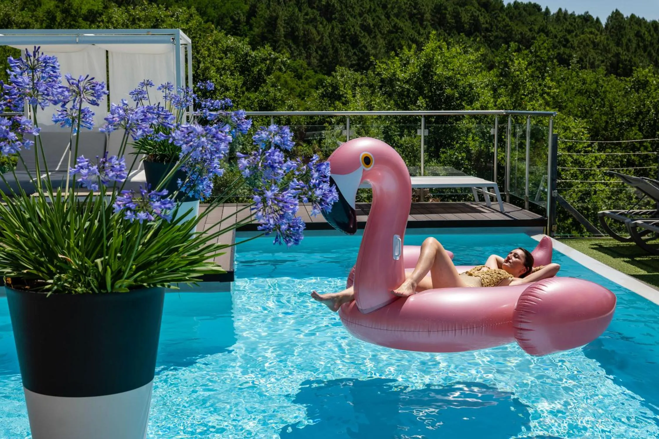 Pool view in Domaine de Chalvêches Hôtel SPA 4*