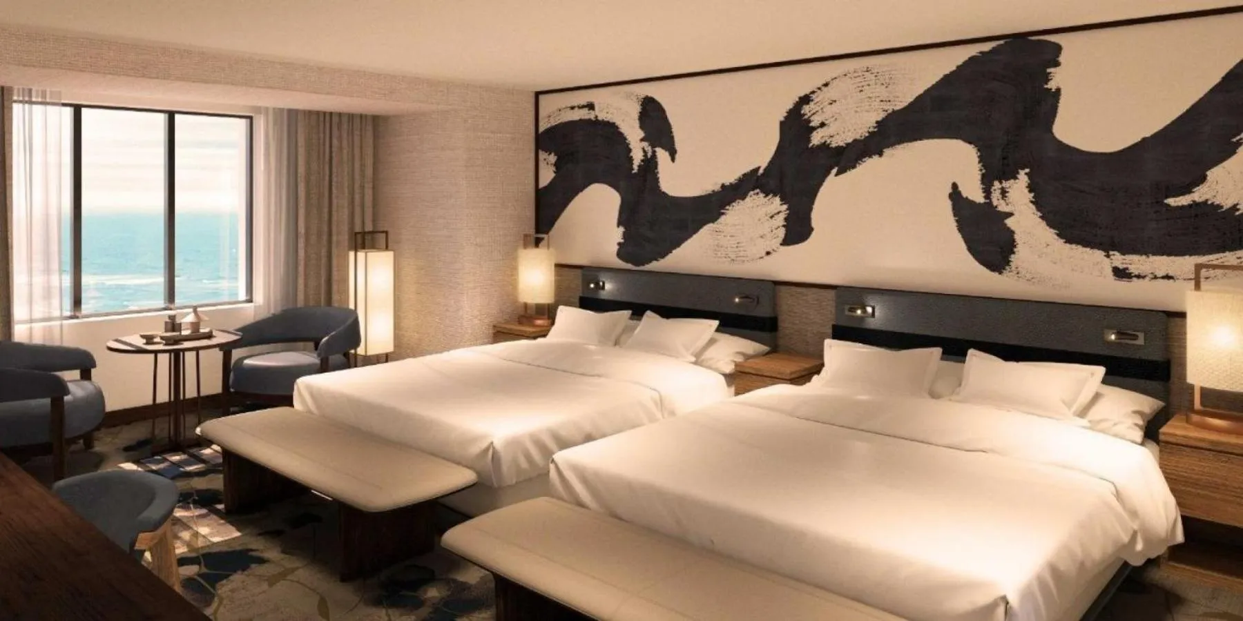 Bedroom, Bed in Nobu Hotel at Caesars Atlantic City