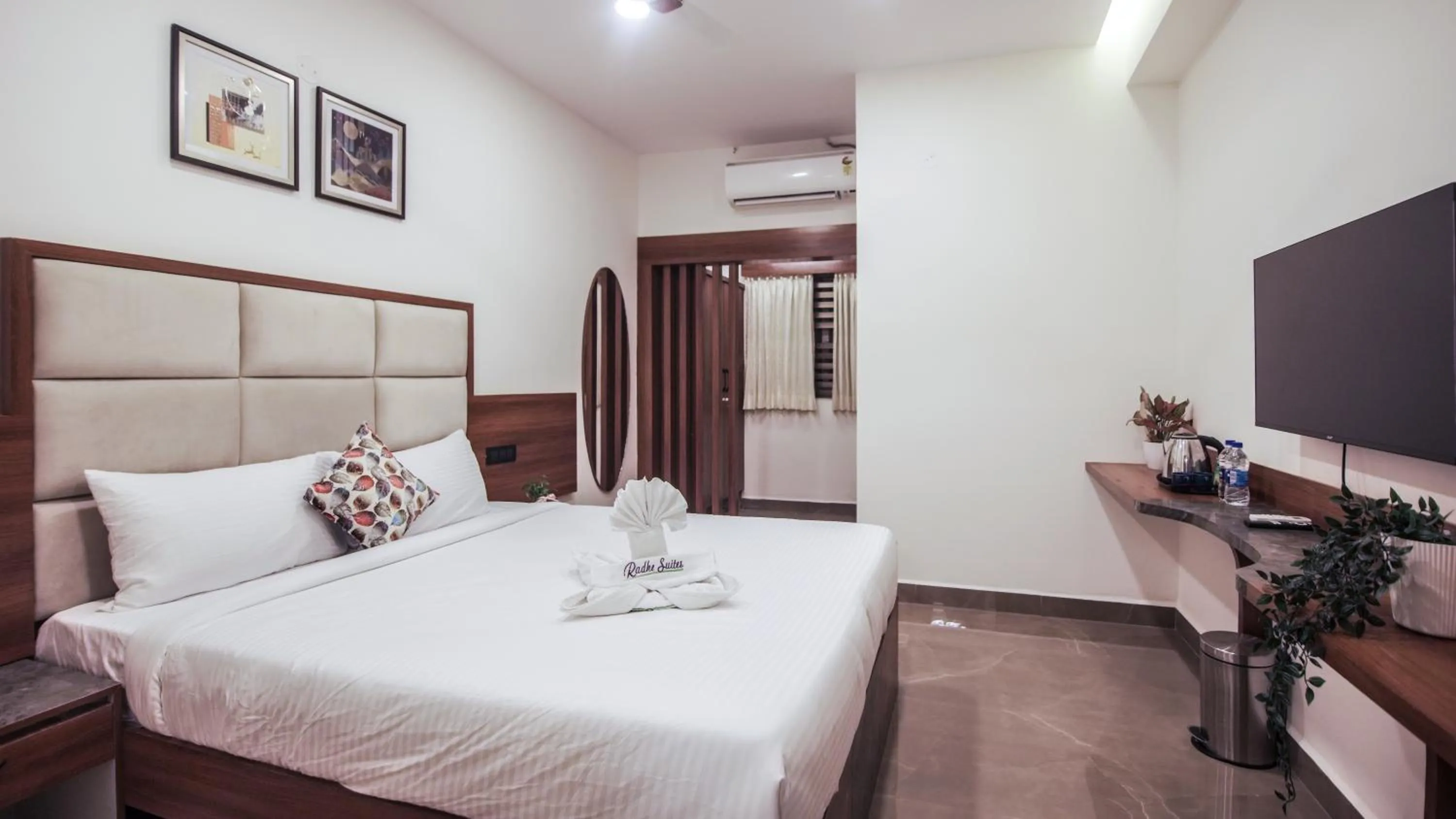 Bed in Radhe Suites