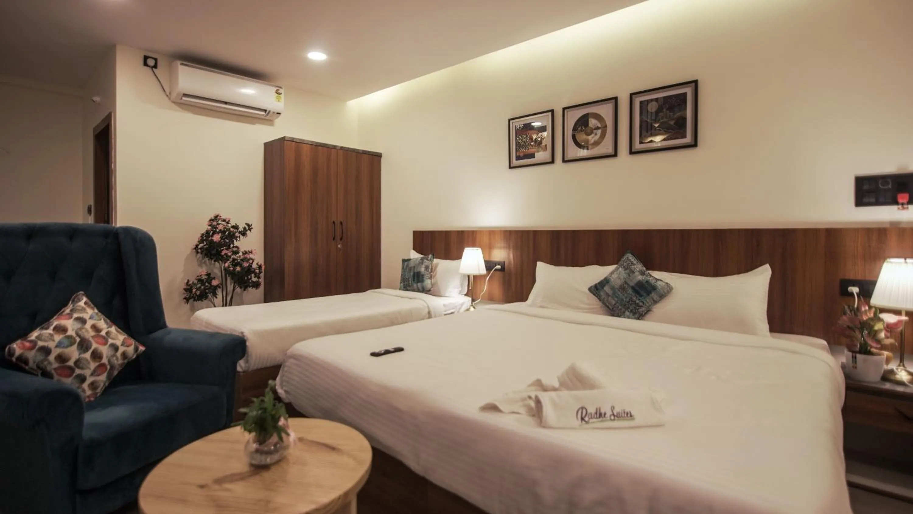 Bed in Radhe Suites