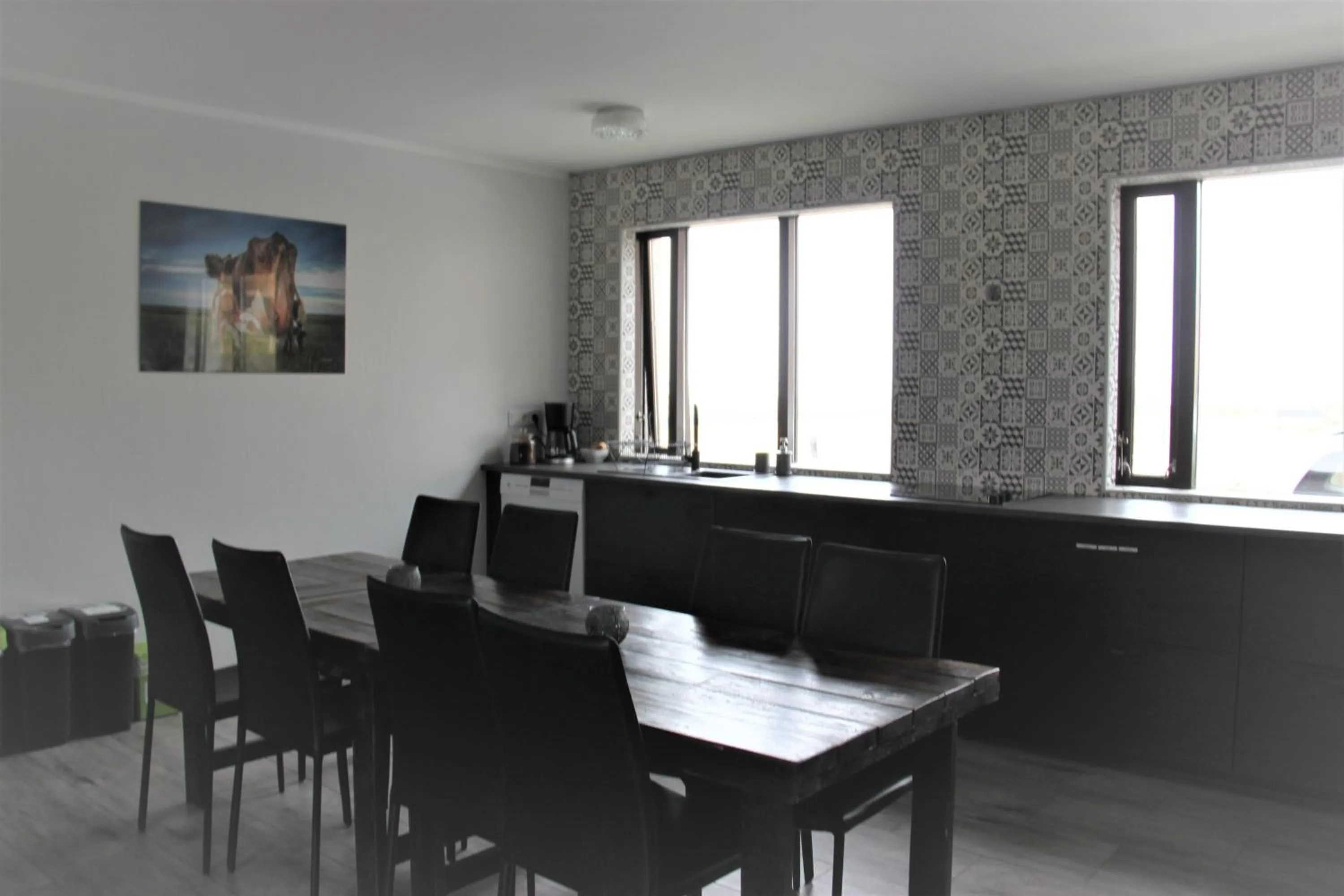 Communal kitchen in South Iceland Guesthouse