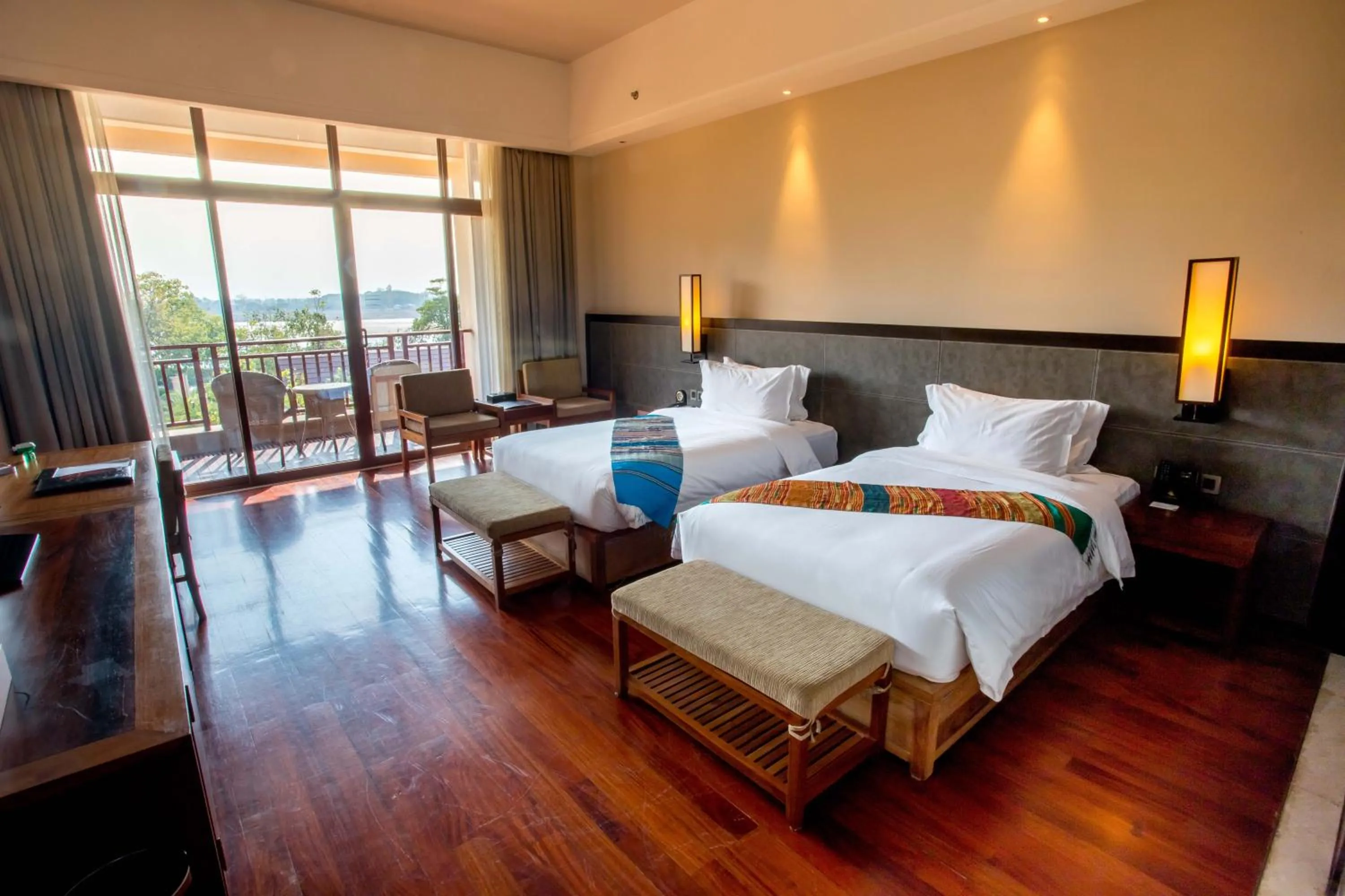 Bed in Landmark Mekong Riverside Hotel