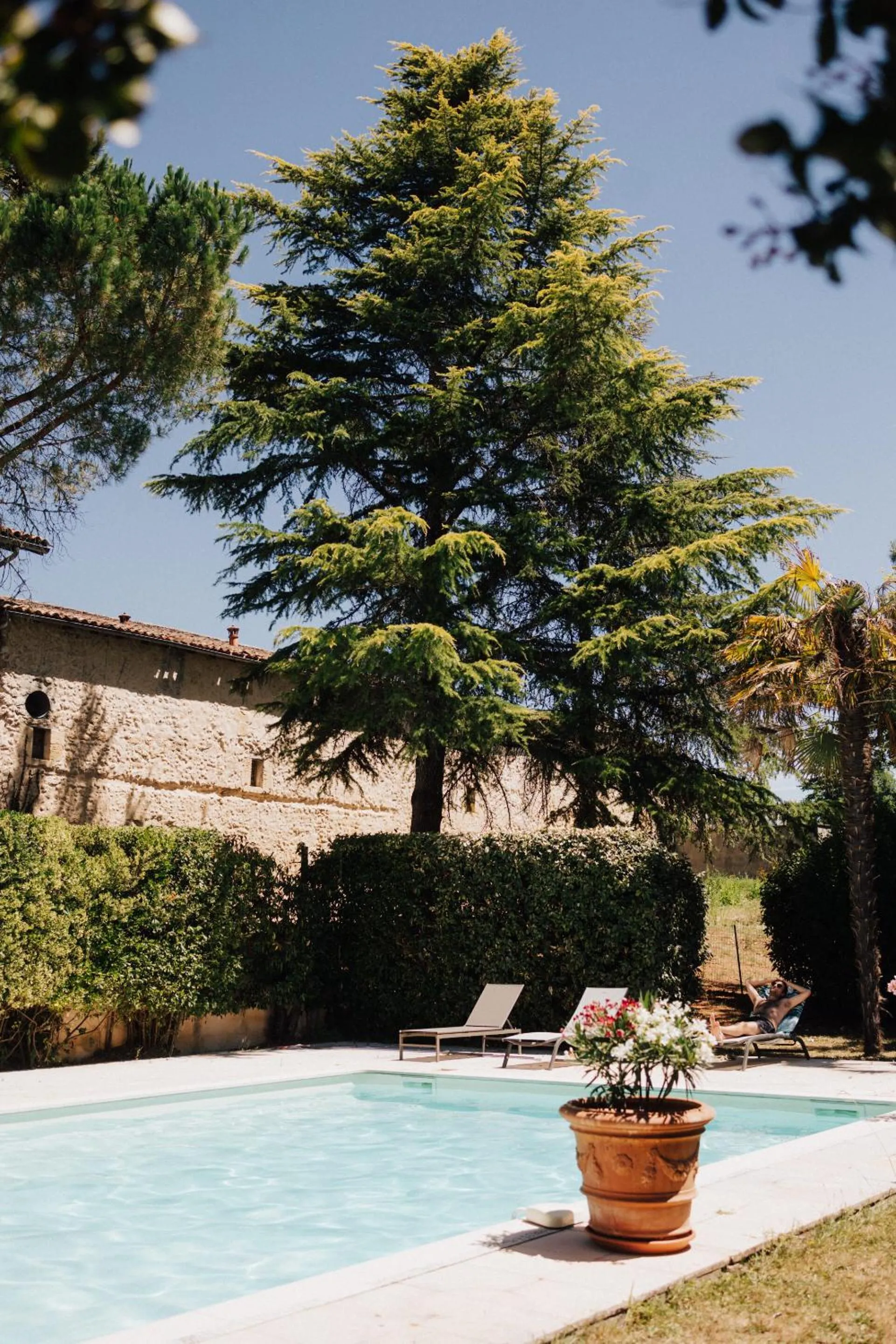 Pool view in Gîte Château de Seguin