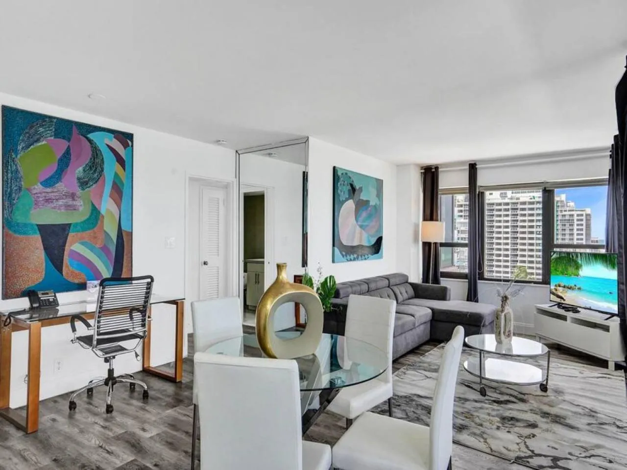 Living room in Full ocean view Huge private terrace 1002