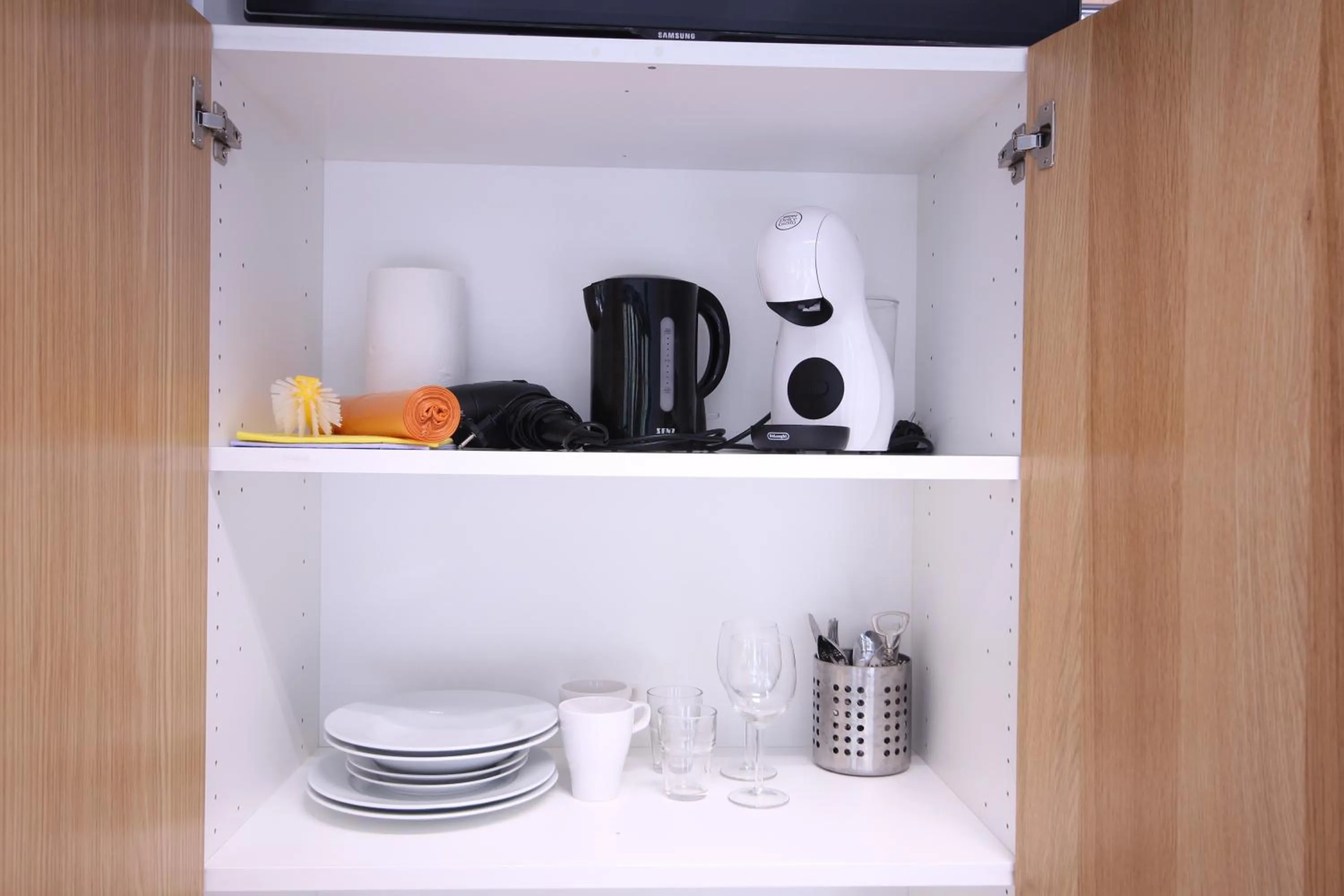 Kitchen or kitchenette in Forenom Hostel Espoo Kilo