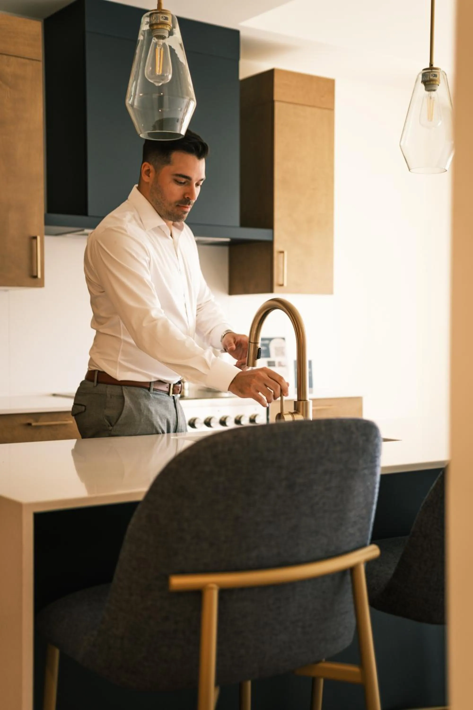 Kitchen or kitchenette in Hôtel Expérience - Quartier Des Marinas