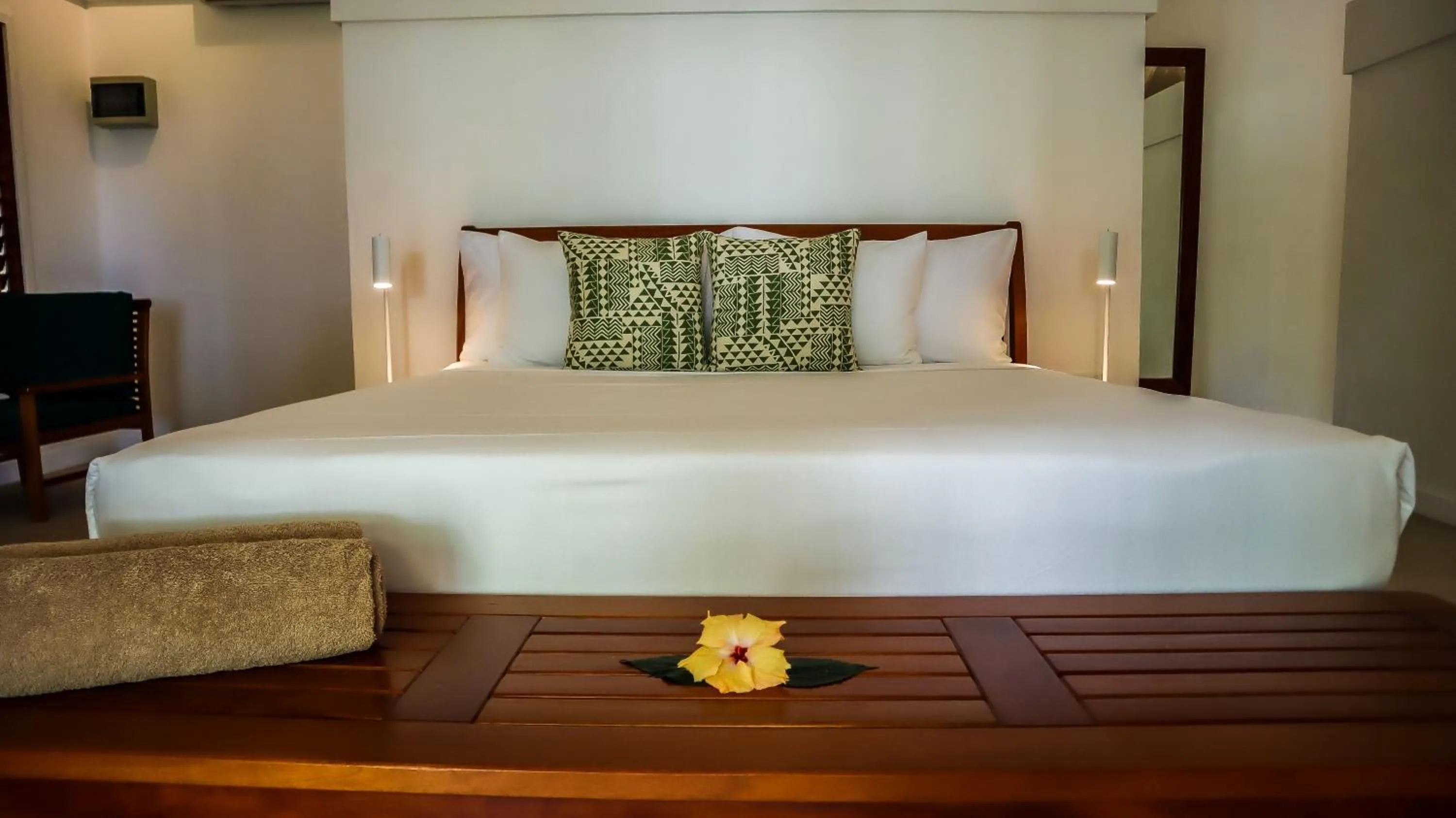 Bed in Waya Island Resort
