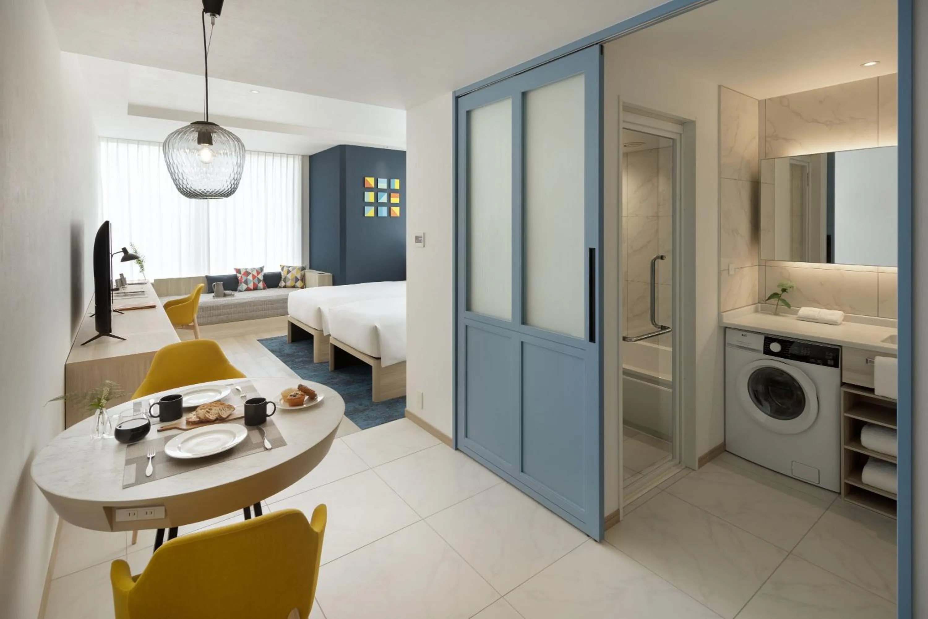 Living room, Bed in Hyatt House Tokyo Shibuya