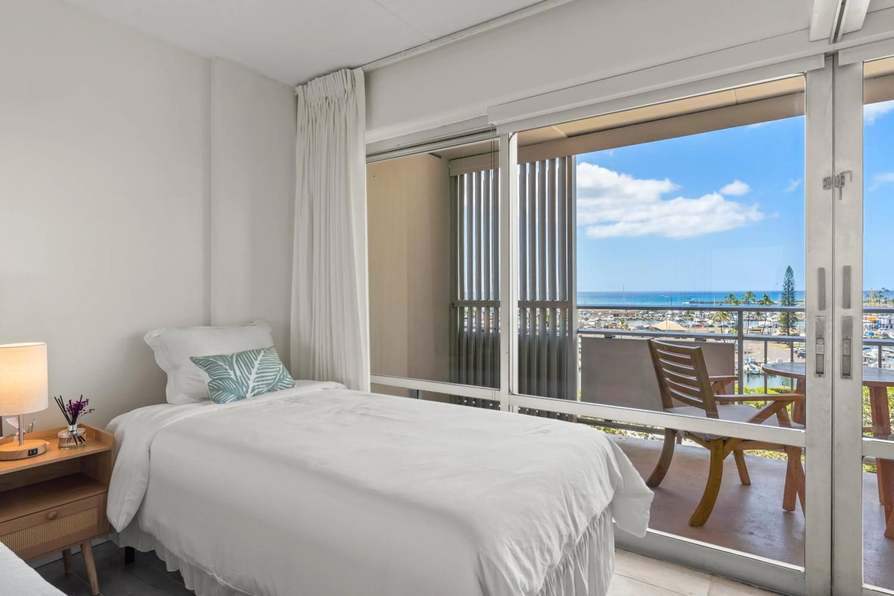 Bed in Ilikai Hotel with Ocean View