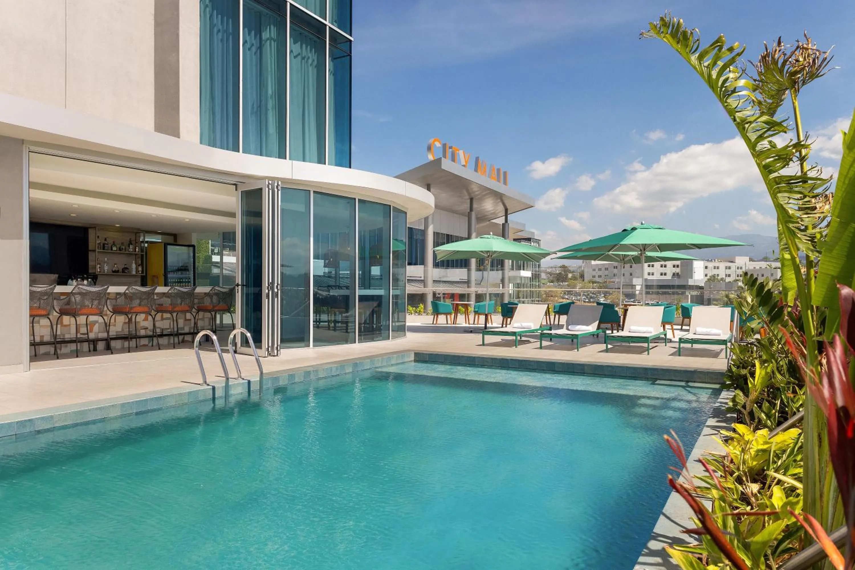 Pool view in Hilton Garden Inn San Jose Airport City Mall