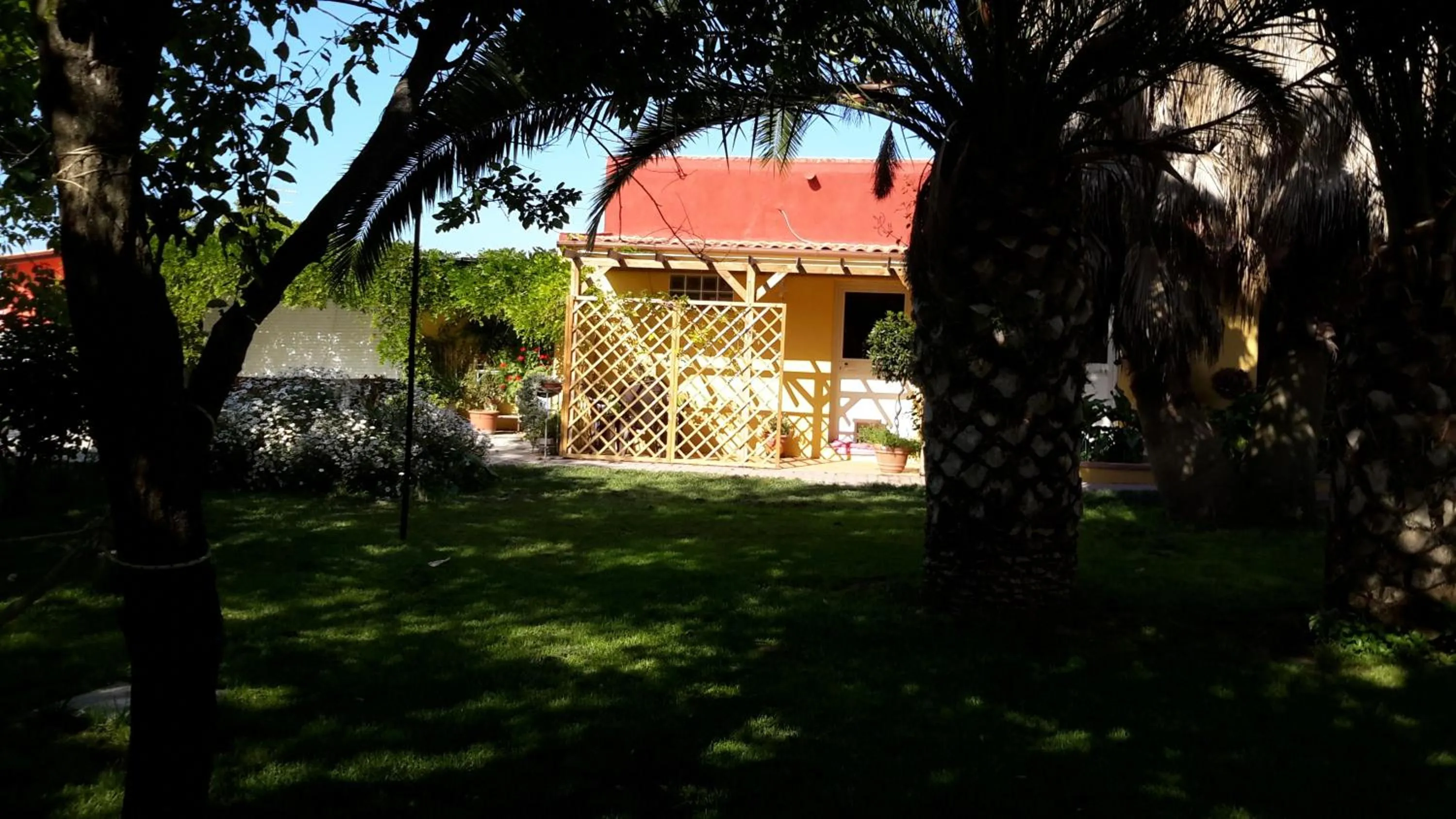 Garden in casa di campagna dal pozzo