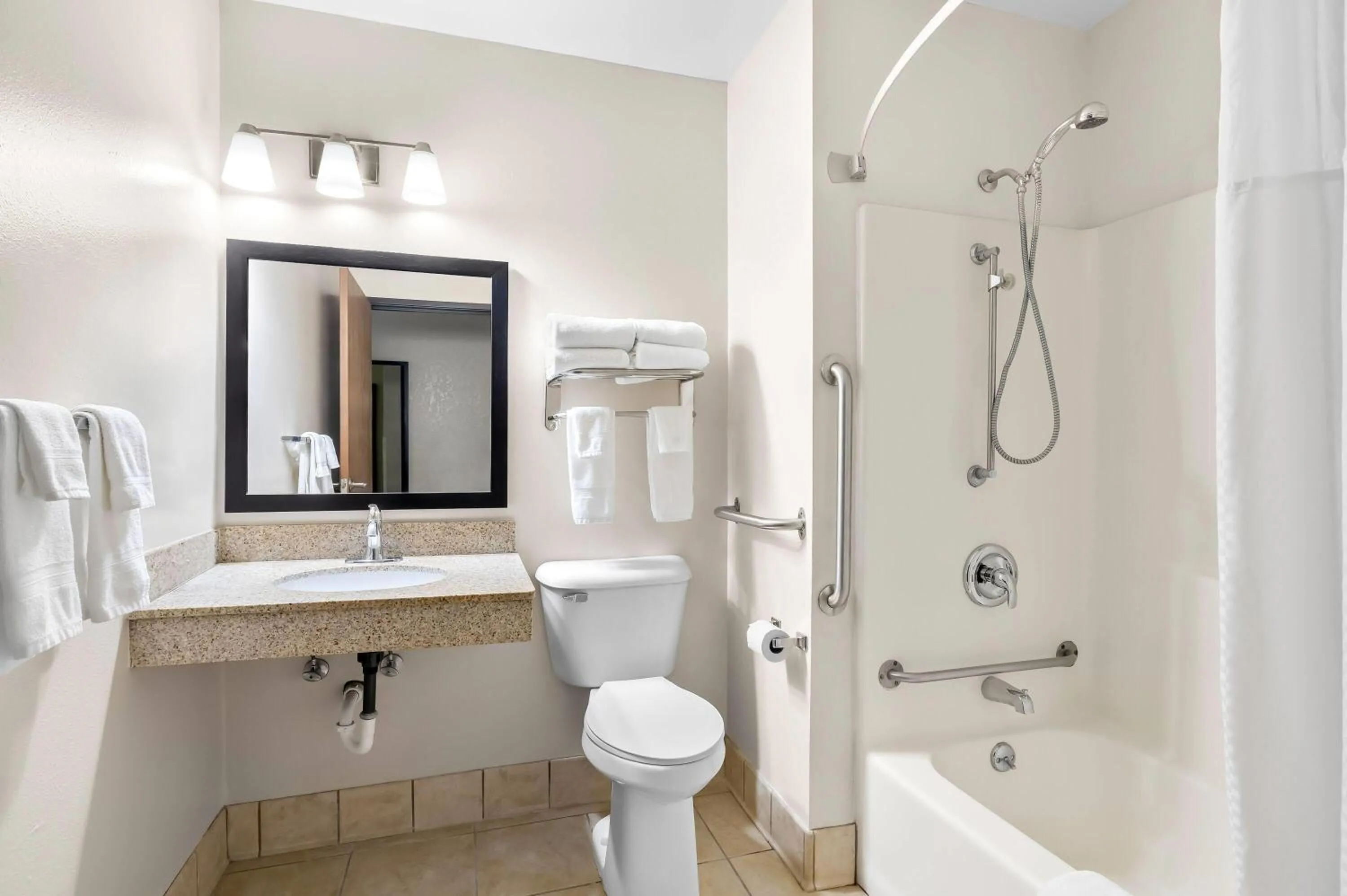 Bathroom in Super 8 by Wyndham La Crosse